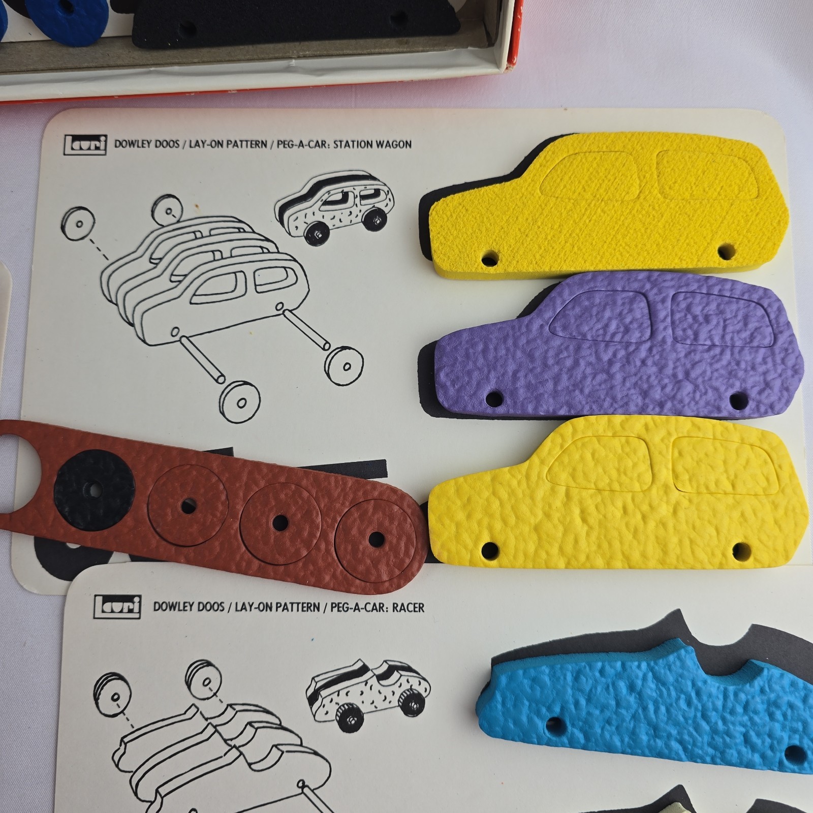 Vtg 70s Toy Lauri Peg-a-Car & Peg-a-Truck Vehicle Building 3D Puzzles Foam READ!