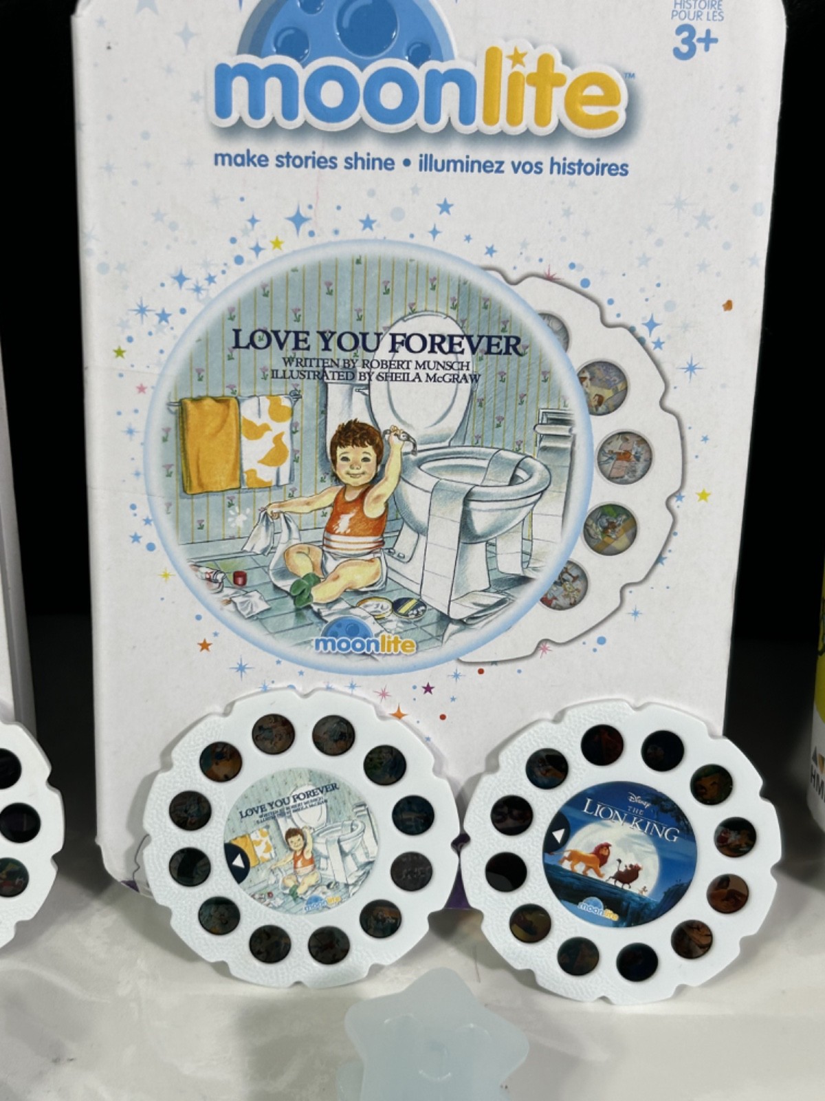 Lot Moonlite Story Projectors (2) & Story Reels (8) Projector Reel NO CODES B6