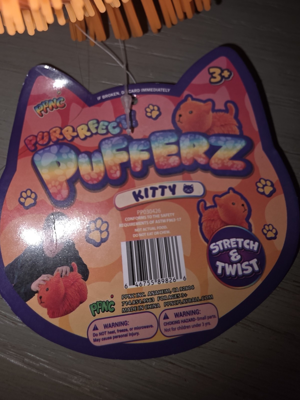 Pufferz Orange Or Blue Kitty Cat 7” Squishy Sensory Fidget Toy Squeeze