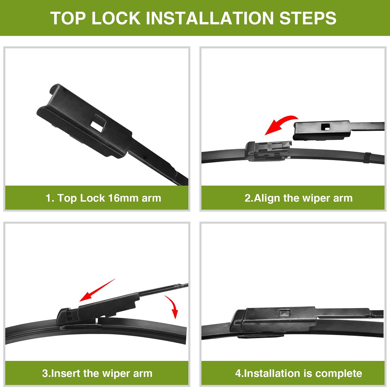 Factory Windshield Wiper Blade Set 24″+20″ (Top Lock 16mm, Set of 2) Fits Aud…