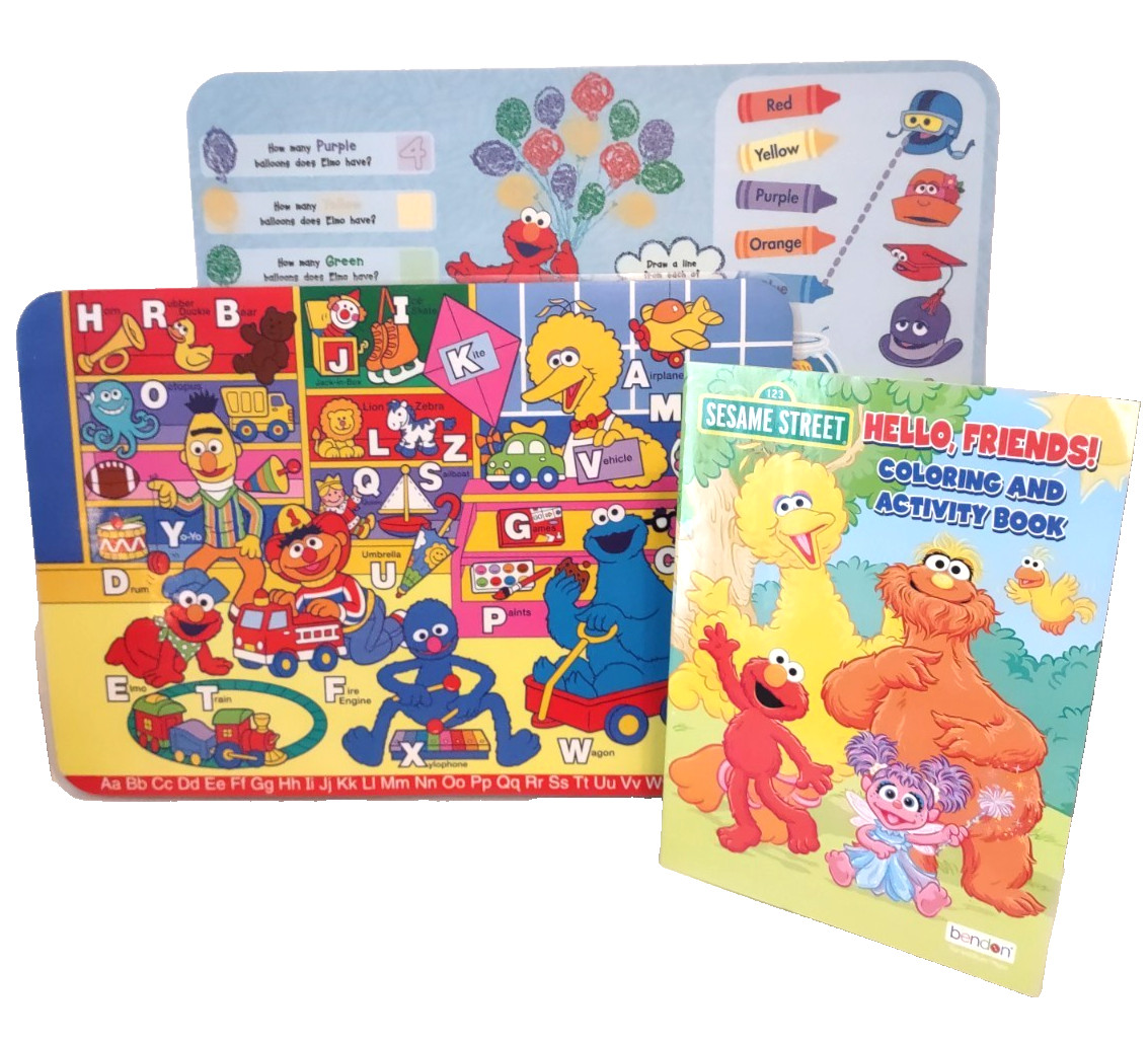 Sesame Street Double-Sided Placemats Games Activities Scrubbable Coloring BooK