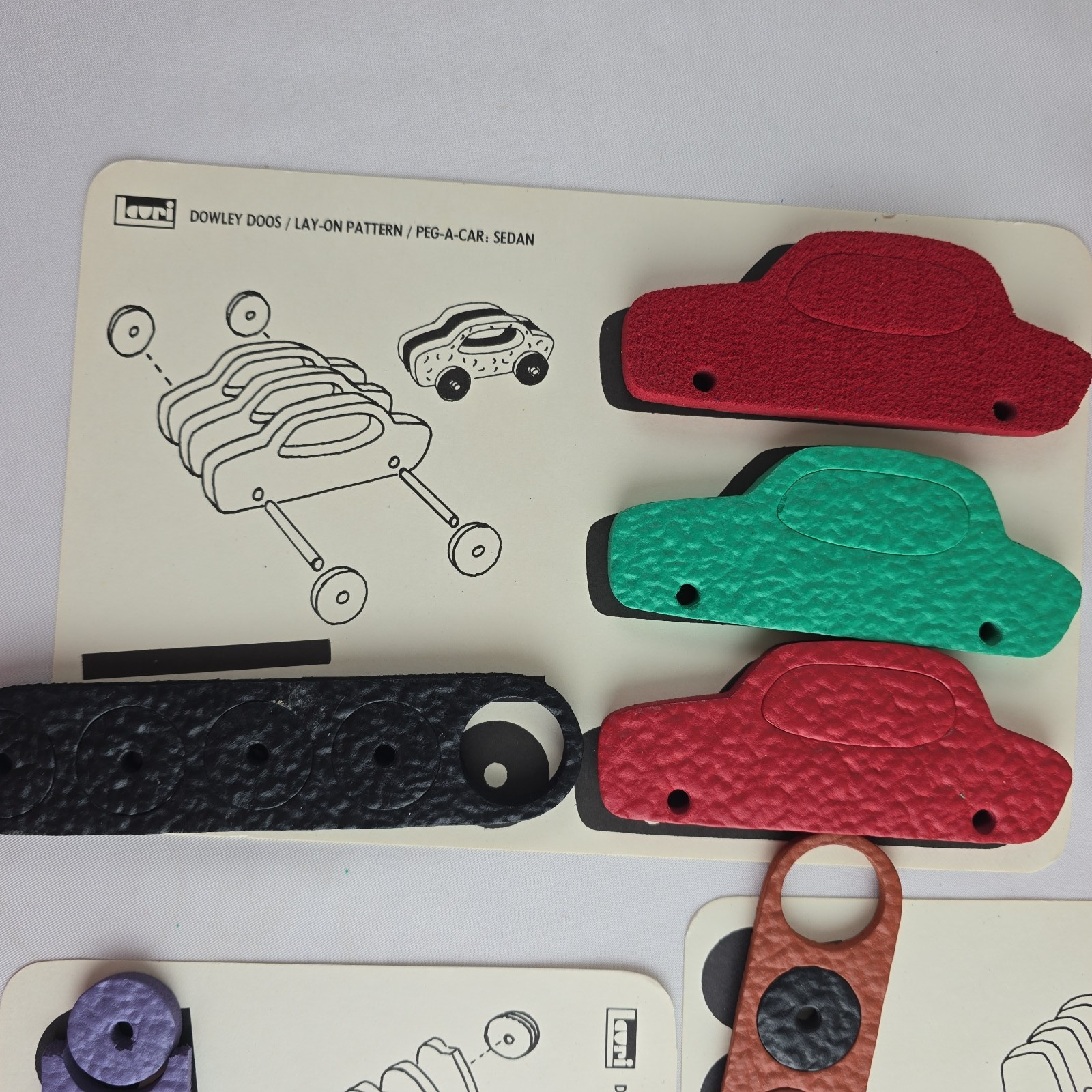 Vtg 70s Toy Lauri Peg-a-Car & Peg-a-Truck Vehicle Building 3D Puzzles Foam READ!