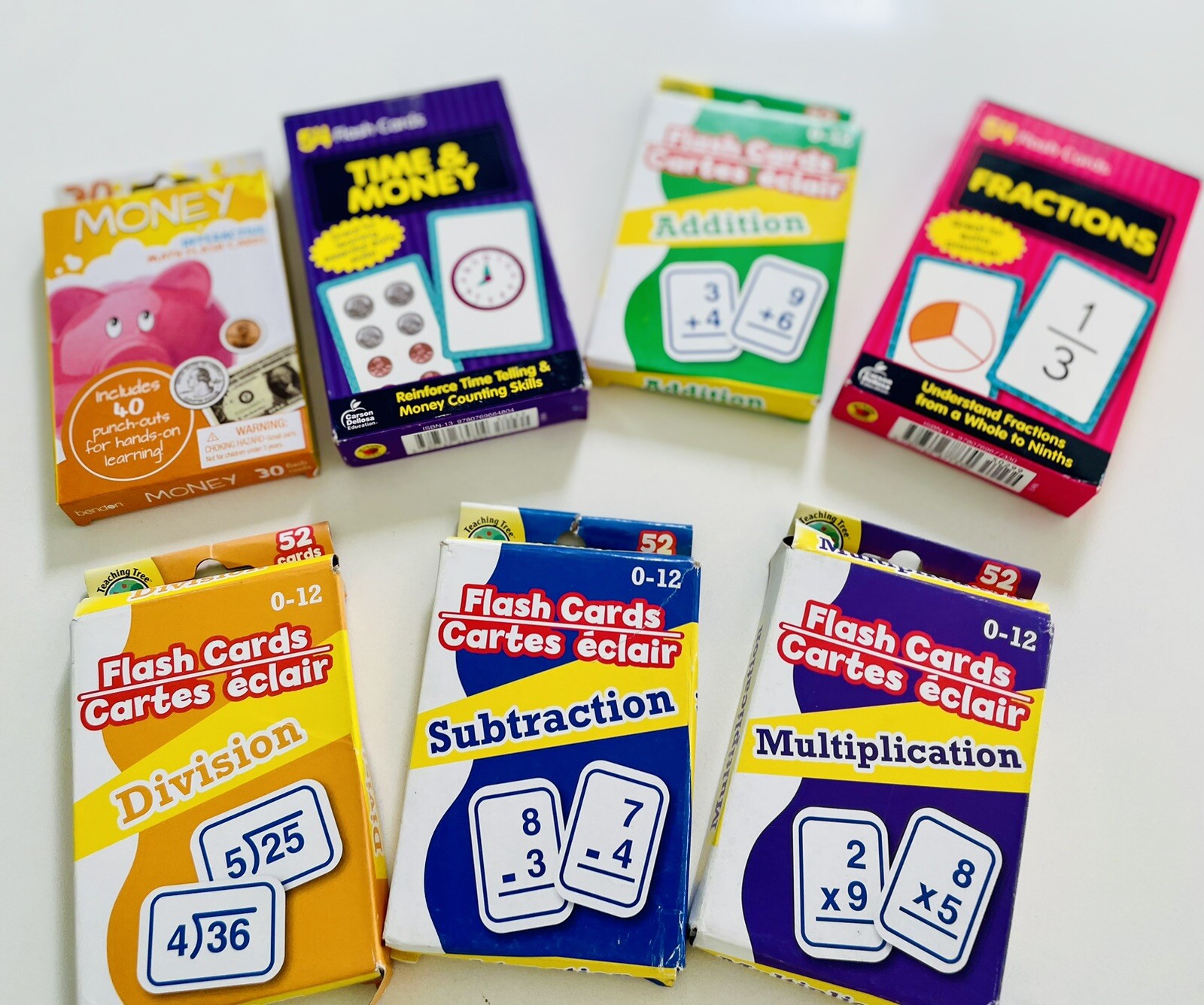Lot of 7 Learning Flash Card Decks | School Zone | Good Condition + Extras