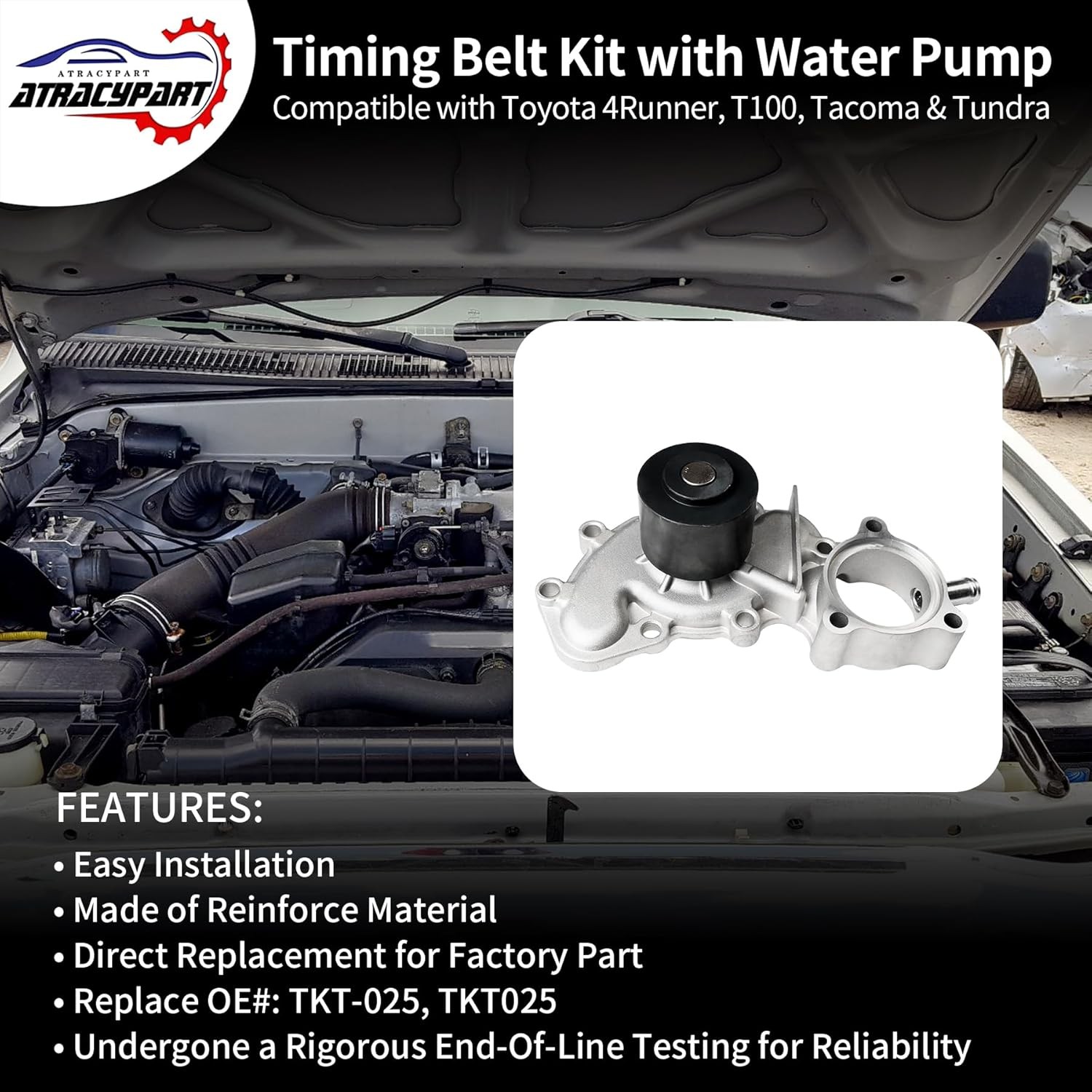 Engine Timing Belt Kit with Water Pump | Compatible With 1995-2004 Toyota