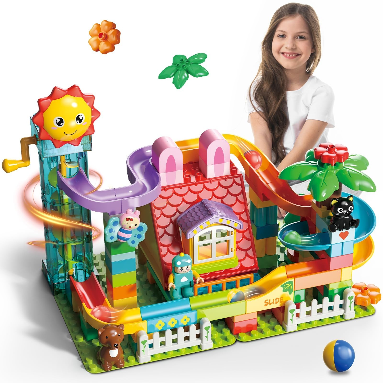 Marble Run Building Blocks Toy – 2 in 1 Compatible Blocks Models wi… Fast Ship