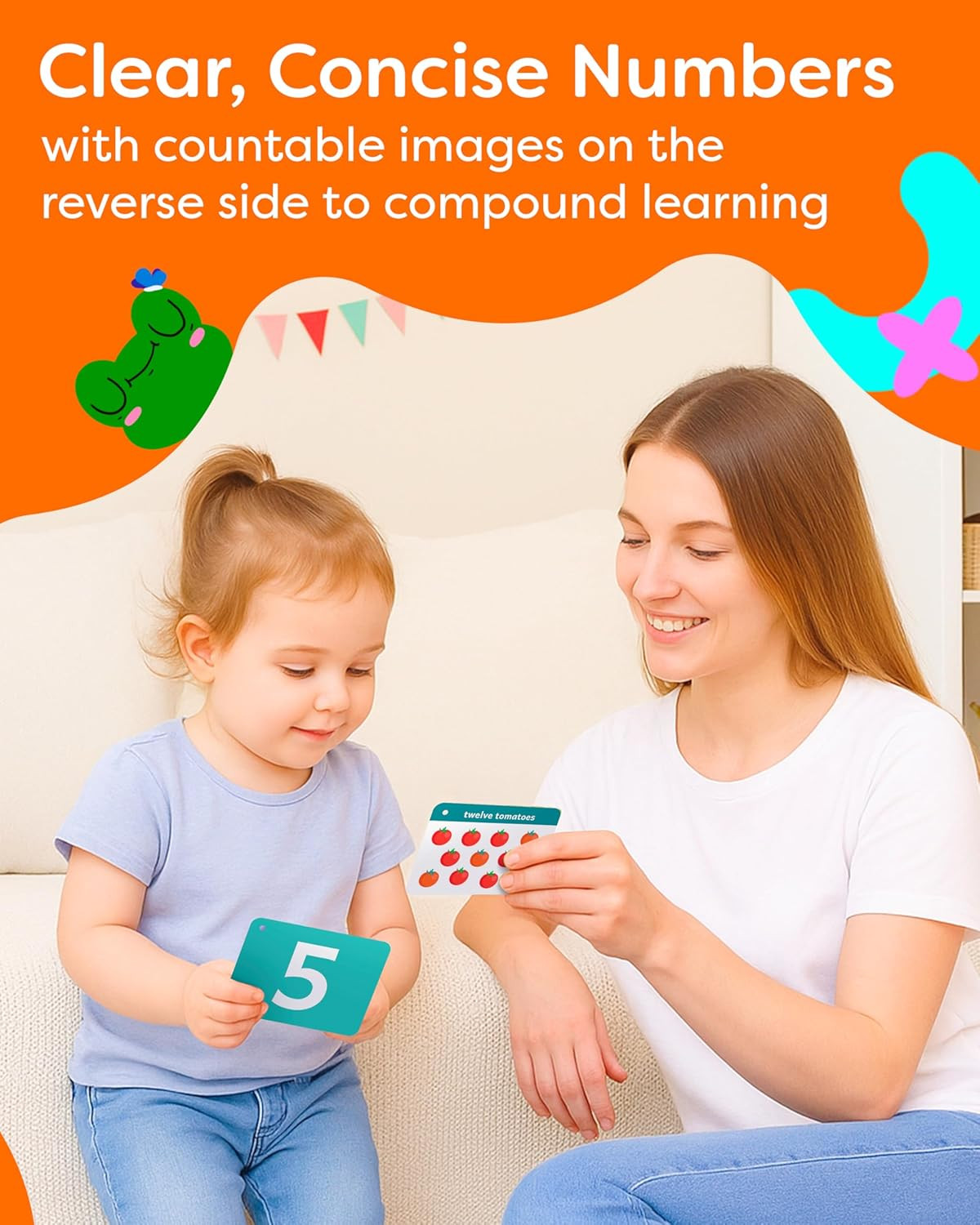 Toddler Flash Cards – Learn Colors, Numbers, Shapes, Opposites on Thick Jumbo