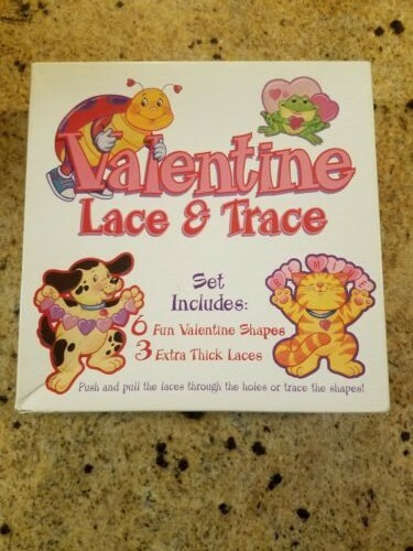 Valentine Lace & Trace Kids Set Animals Pull Laces Thru Holes