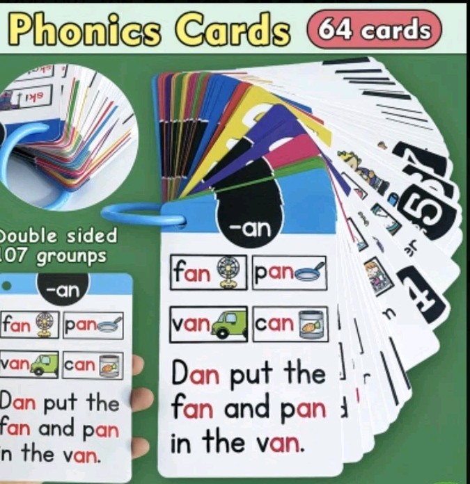 Learn To READ Durable 107 Groups Phonics Flashcards CVC 64 Word Learning Cards