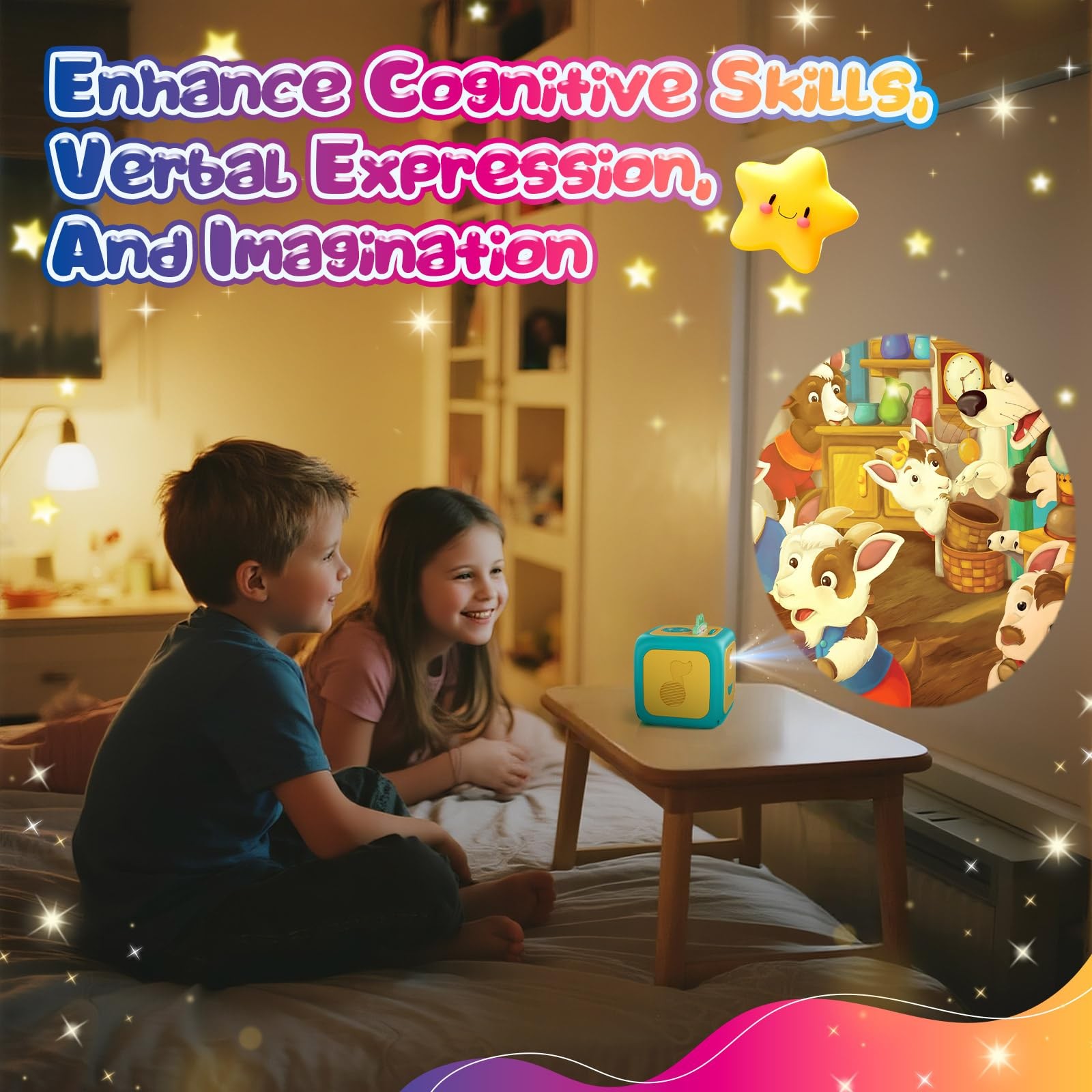 Vmiya Kids Story Projector for Toddlers, Dream Machine Small, Yellow