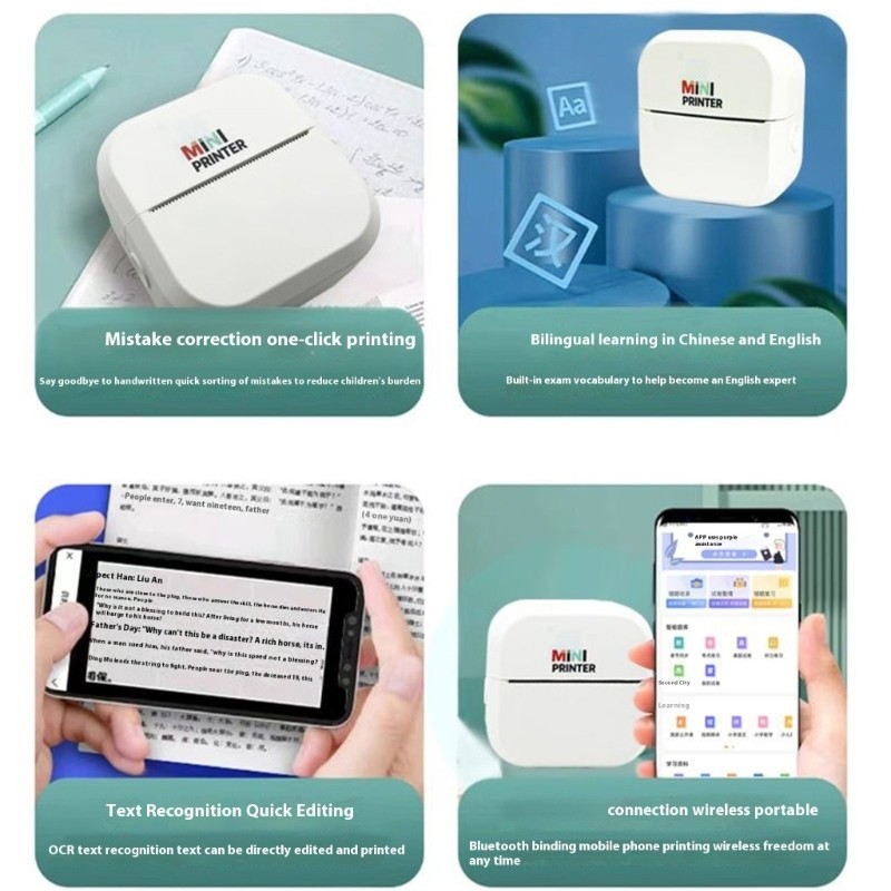 Kids Educational Printer Kit Includes Paper Ergonomic Safety Design