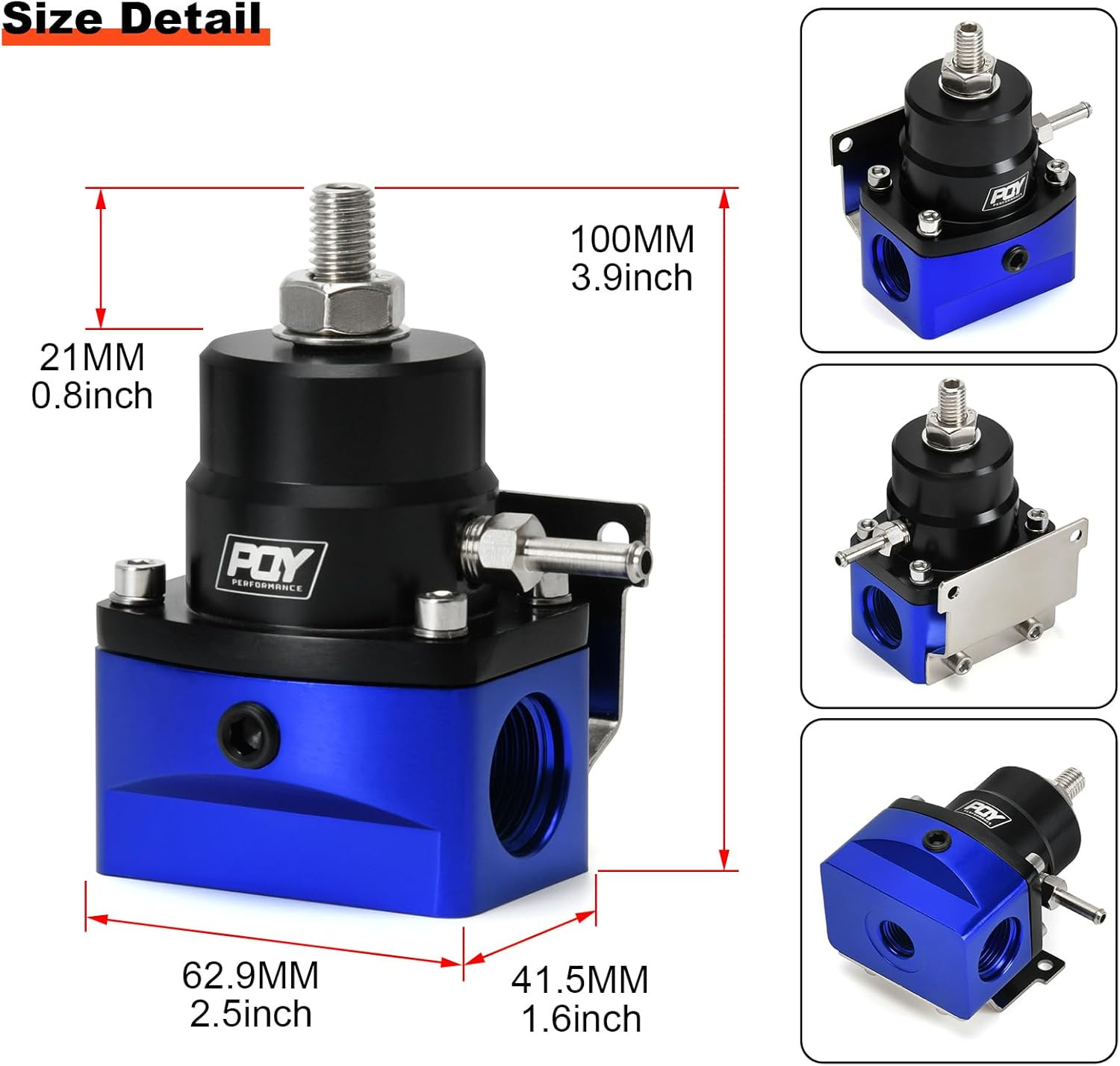 Adjustable Fuel Pressure Regulator Kit 3-110PSI with AN10 Feed Port and AN6 Retu