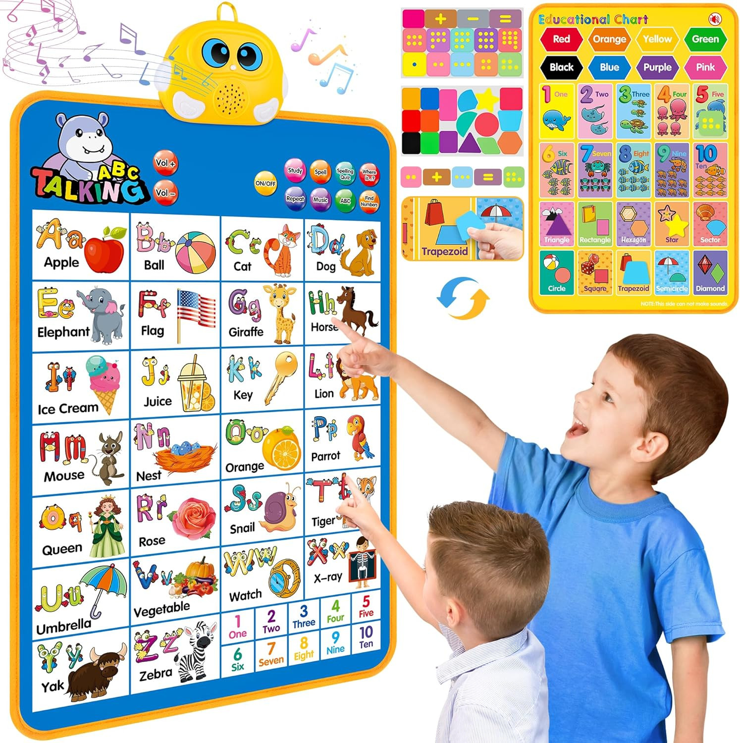 Electronic Alphabet Wall Chart, Talking ABC,123S,Music Poster,Kids Learning Toys