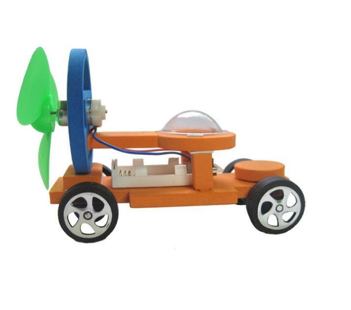 DIY Wind Power Car Model Wood Electric Science Experiments Kit