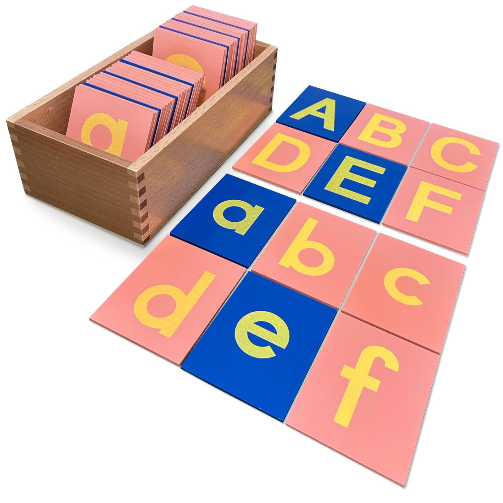 Delmach Montessori Sandpaper Letters | Lowercase and Uppercase | PP Wood