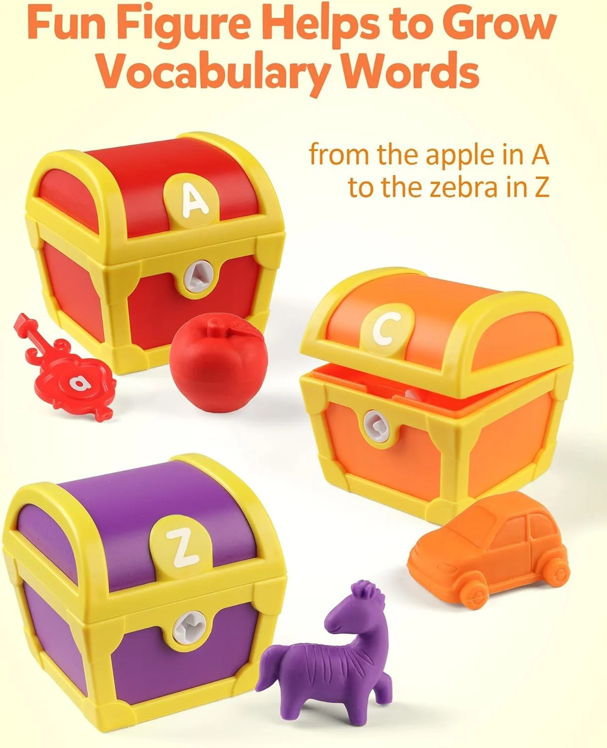 Coogam Alphabet Learning Toys for Toddlers, 26pcs Surprise Letters Treasure Lock