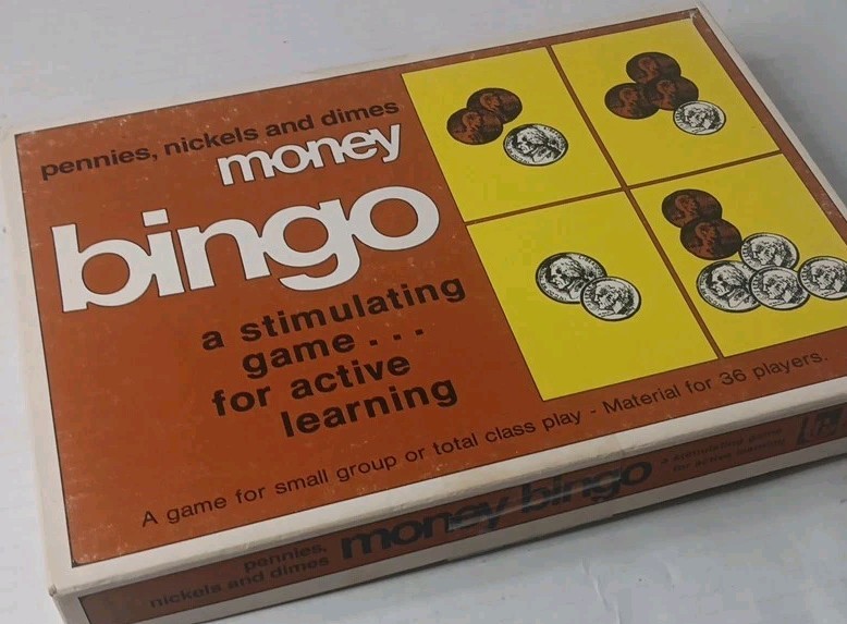 Vintage Money Bingo Game Preowned 1977 Trend Home School educational Party Fun