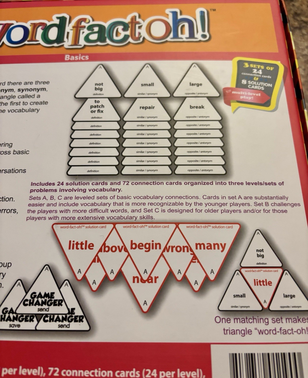 Learning Advantage Word Fact Oh! Antonyms Synonyms Definitions Grade 2+ Rare New