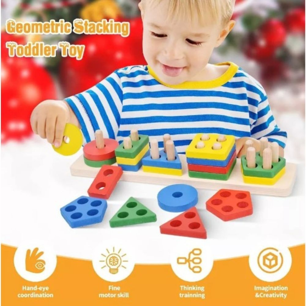 Gift Montessori Wooden Sensory Toys for Toddlers Age 1-3 Educational Puzzle