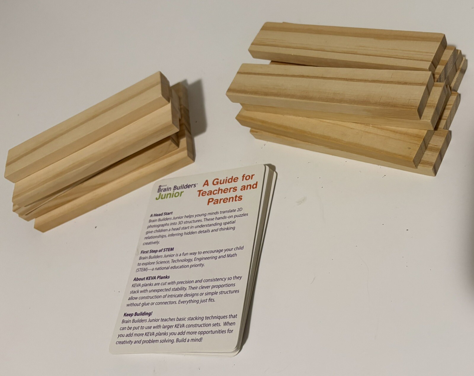 KEVA Brain Builders Junior STEM Planks Puzzle Learning New 20 planks 40 puzzles