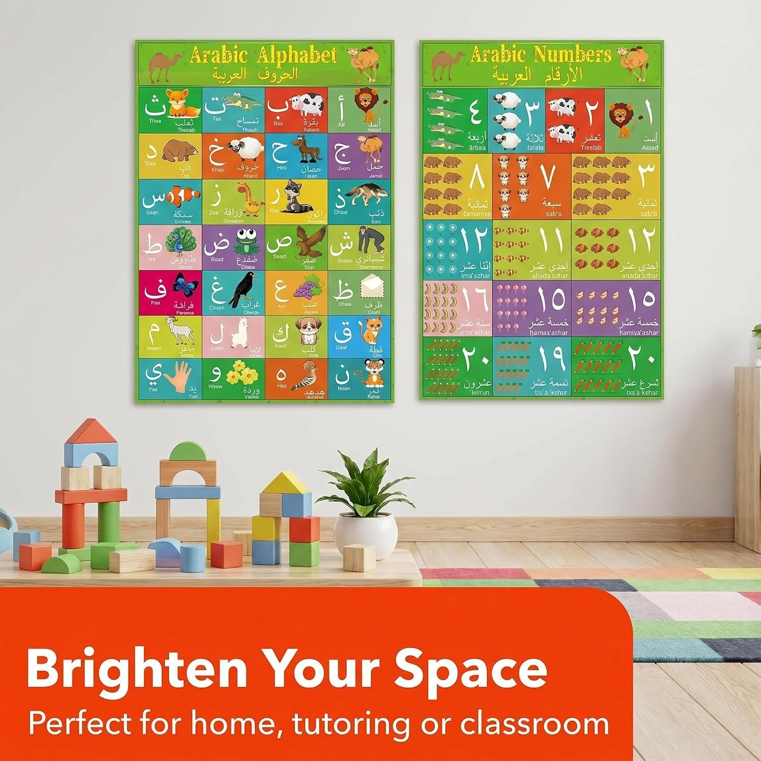 Colorful Arabic Alphabet Learning Poster for Toddlers – Perfect Classroom Decor