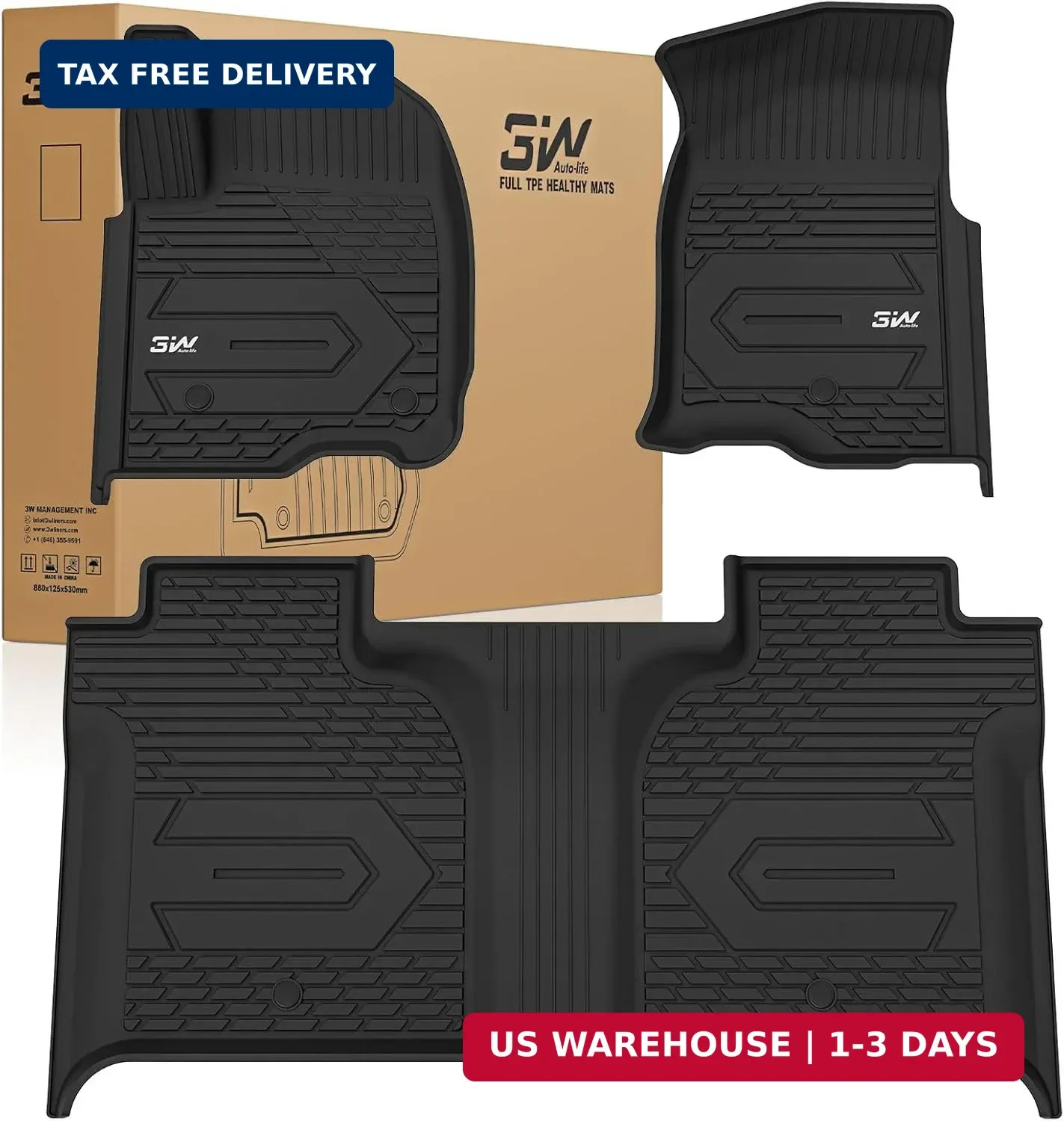 3W Floor Mats Fit for 2019-2026 Chevy Silverado/GMC Sierra Denali 1500 & 2020-20