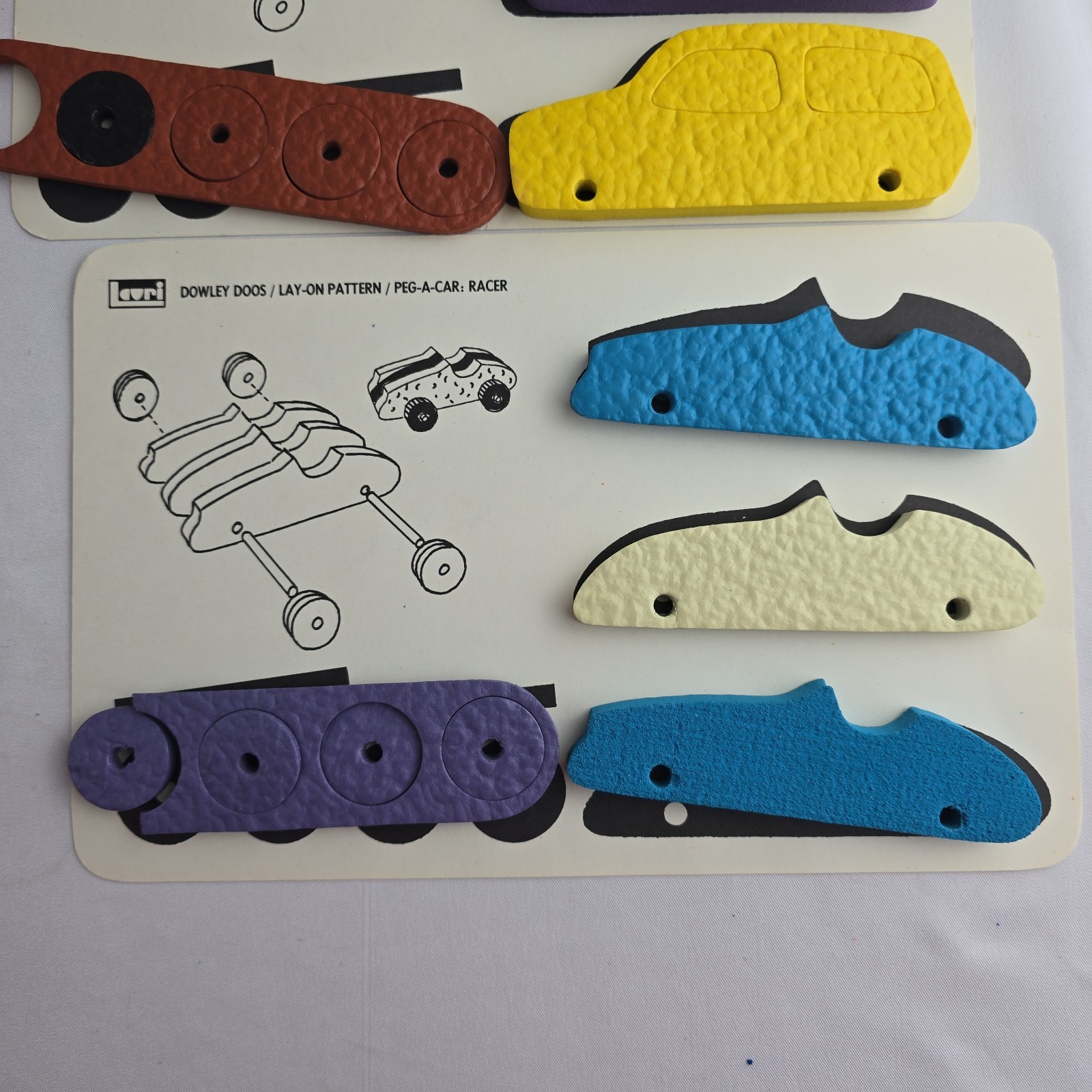 Vtg 70s Toy Lauri Peg-a-Car & Peg-a-Truck Vehicle Building 3D Puzzles Foam READ!