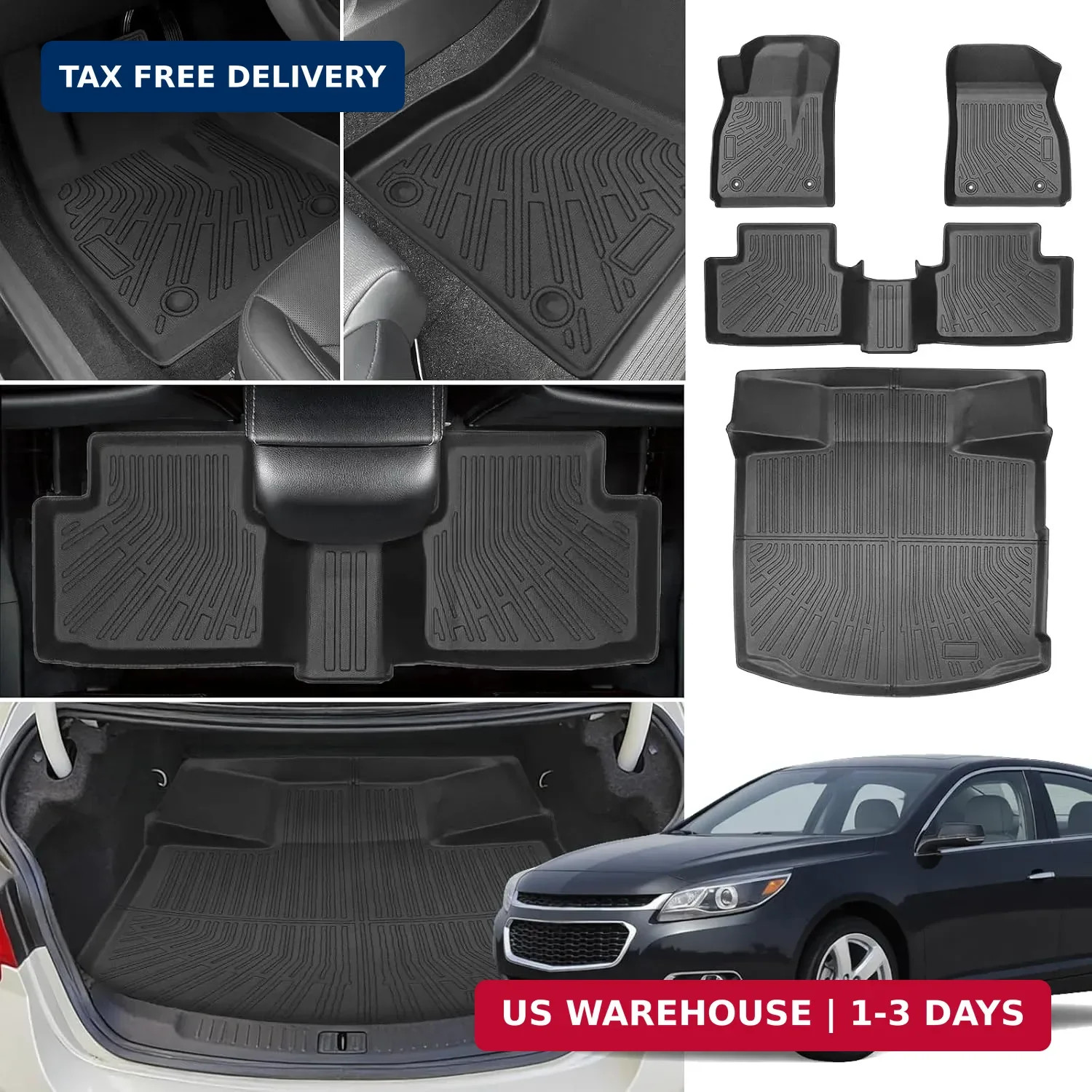 Floor Mats for Chevy Malibu 2013 2014 2015, Also for 2016 Chevrolet Malibu Limit