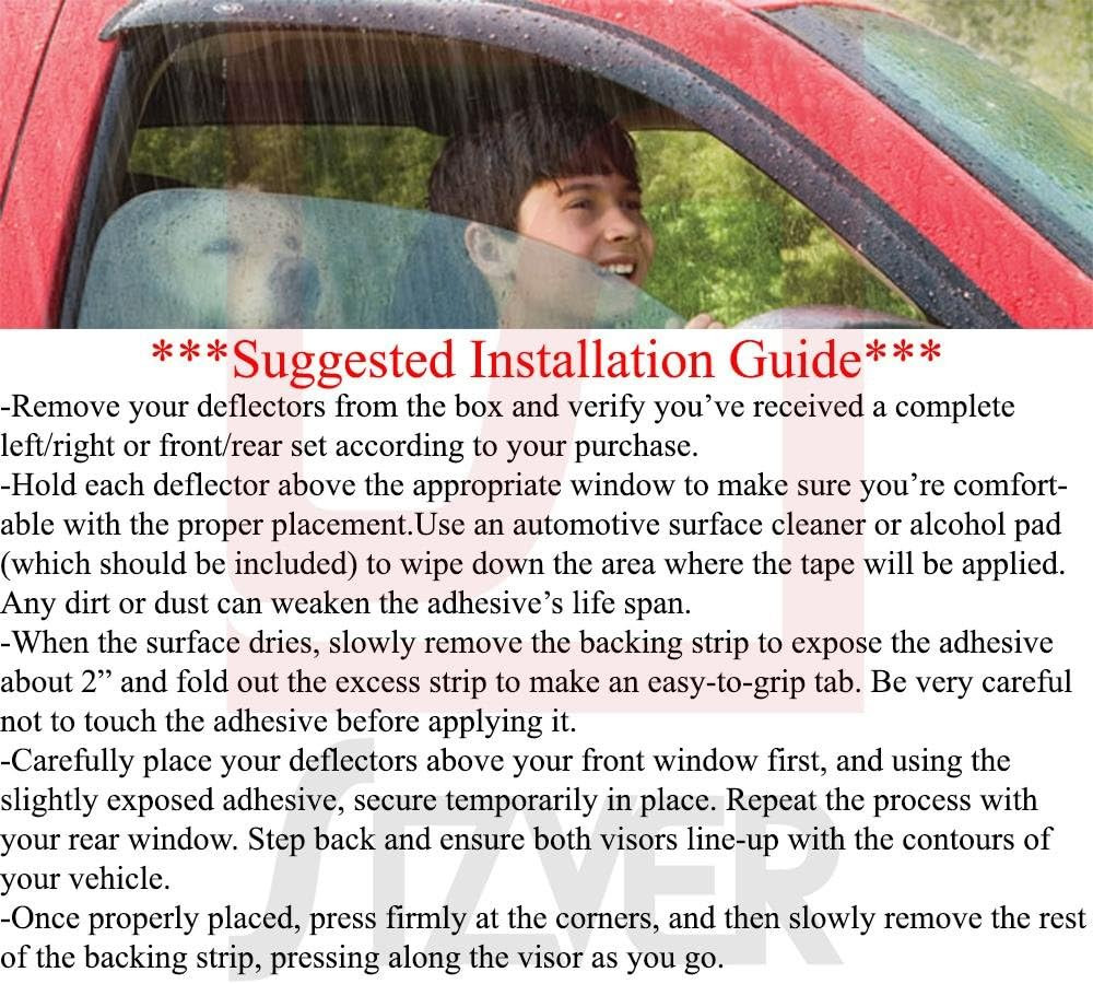 Smoked Out-Channel Window Vent Guard Rain Visors for 2011-2016 Hyundai Elantra S