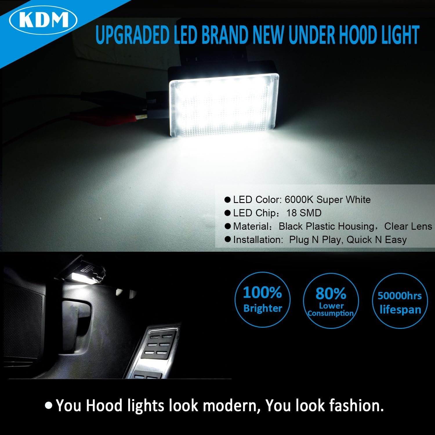 KDM Full LED Under Hood Light Assembly Fit for Dodge Ram 1500 2500 3500 Dakot…