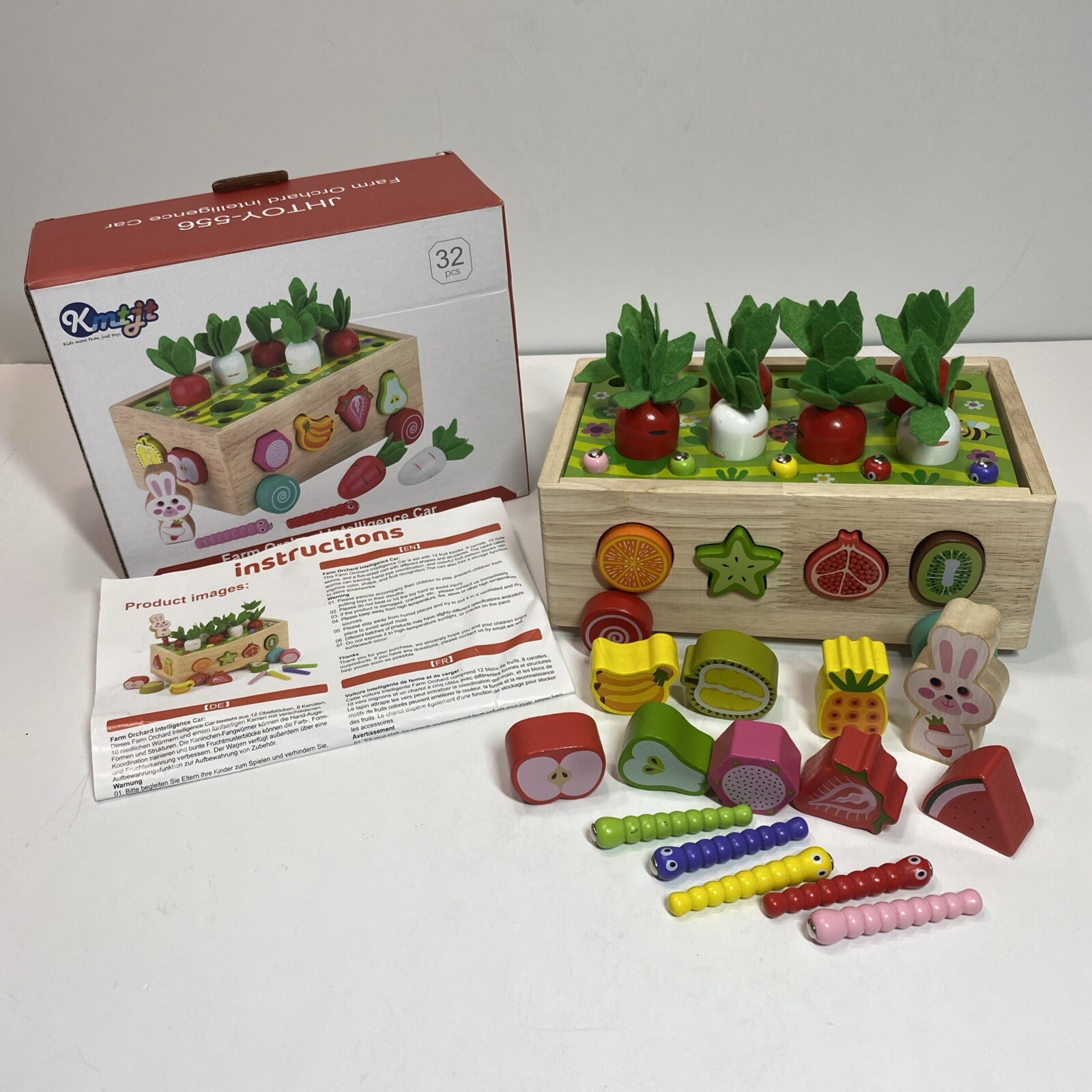 Toddlers Montessori Wooden Toys Farm Orchard Intelligence Car-Hand-Eye-Shapes