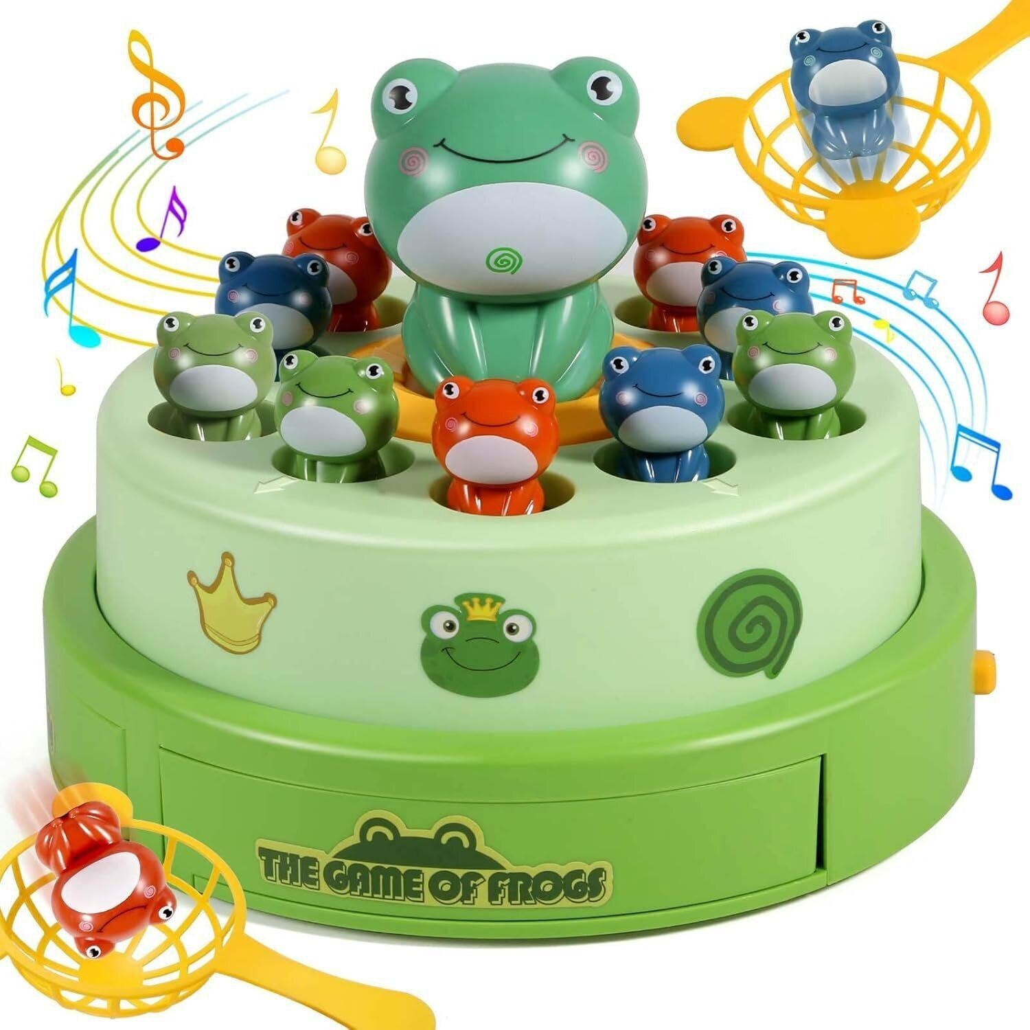 Boys Girls Frog Pop Out Catch Toys for Ages 3-13, Music Rotate Launch