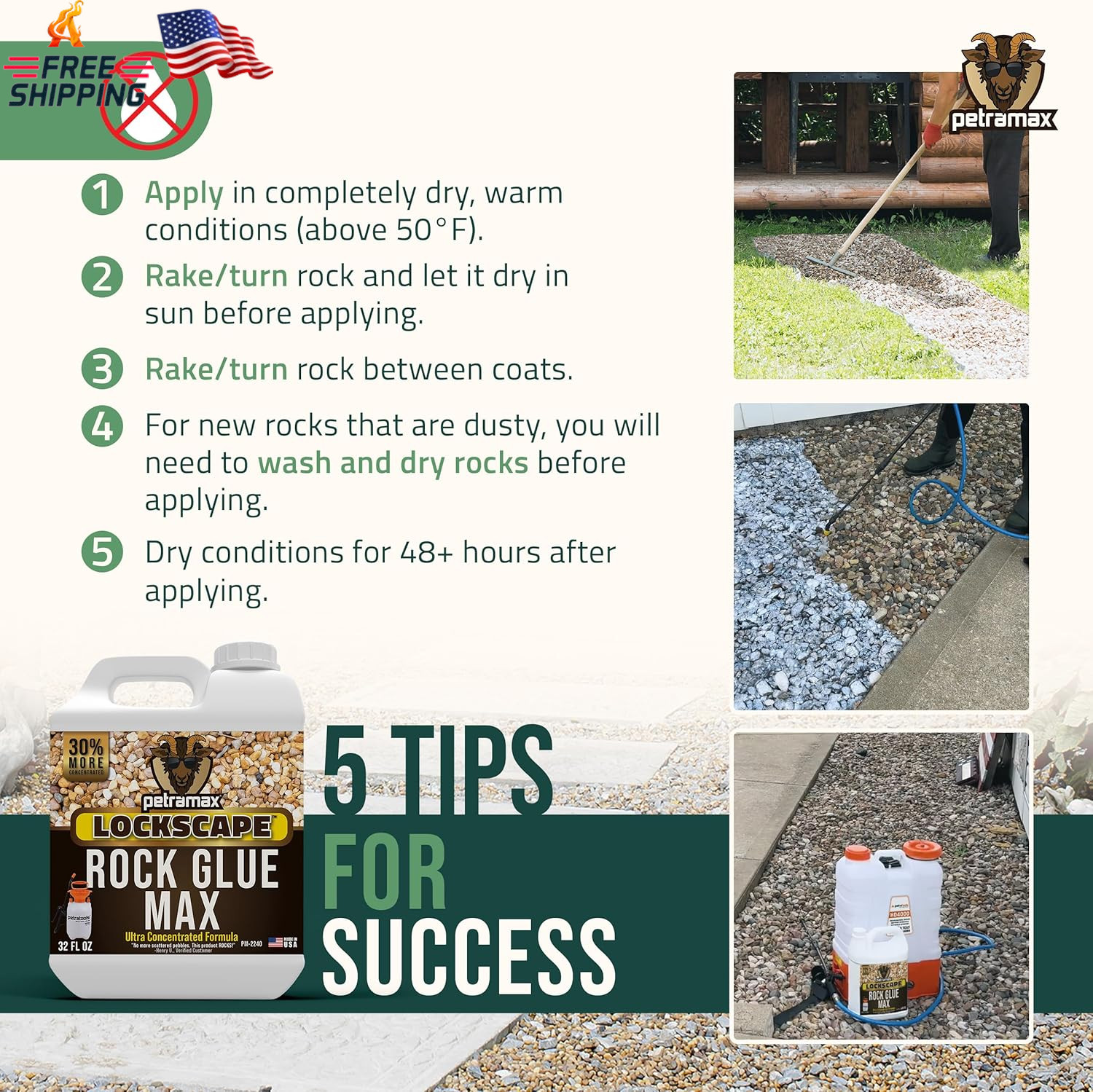 Petra Max Rock Glue for Landscaping, 32 Ounce – Ground Coverage & Pet Safe Mulch