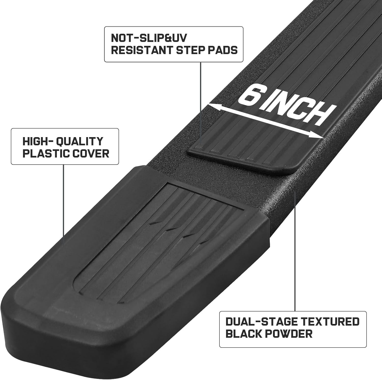 19-25 Chevy Silverado GMC Sierra 1500 2500 3500 Crew Cab 6″ Running Boards Flat