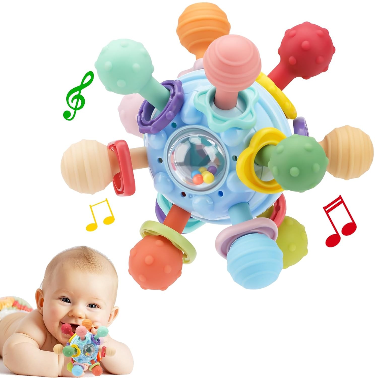 Baby Montessori Teething Toys for 0-6 6-12 Months, Food Grade Teether Sensory To