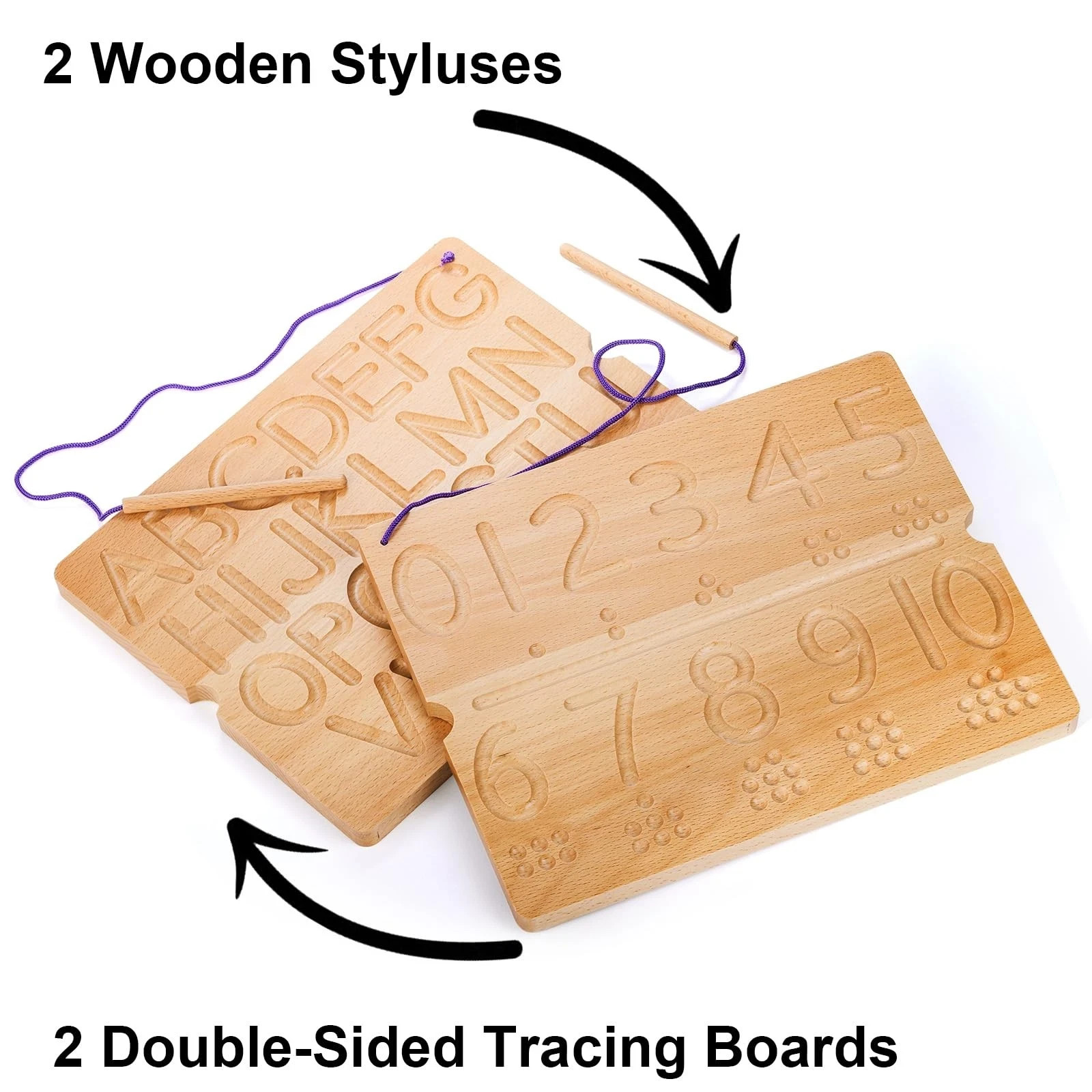 Number & Letter Tracing Board, Wooden Alphabet Learning Montessori Toys for K