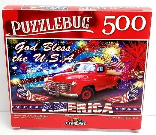CRA-Z-ART 500PC PUZZLE JIGSAW SET GOD BLESS USA LIGHTHOUSE BALLOONS LIFTOFF NEW
