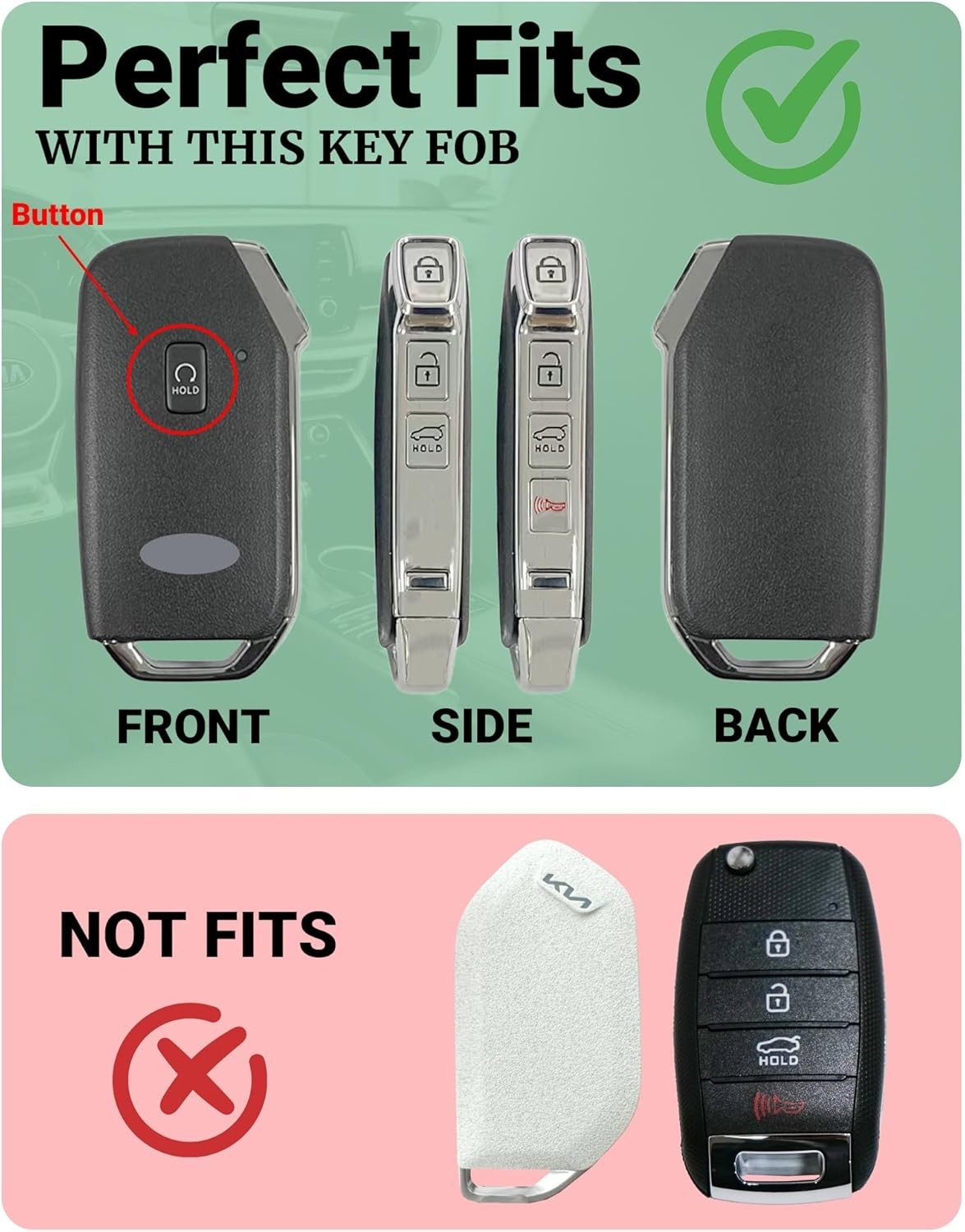 For Kia Key Fob Cover with Key Chain, Soft TPU Car Key Fob Case Shell for Kia So