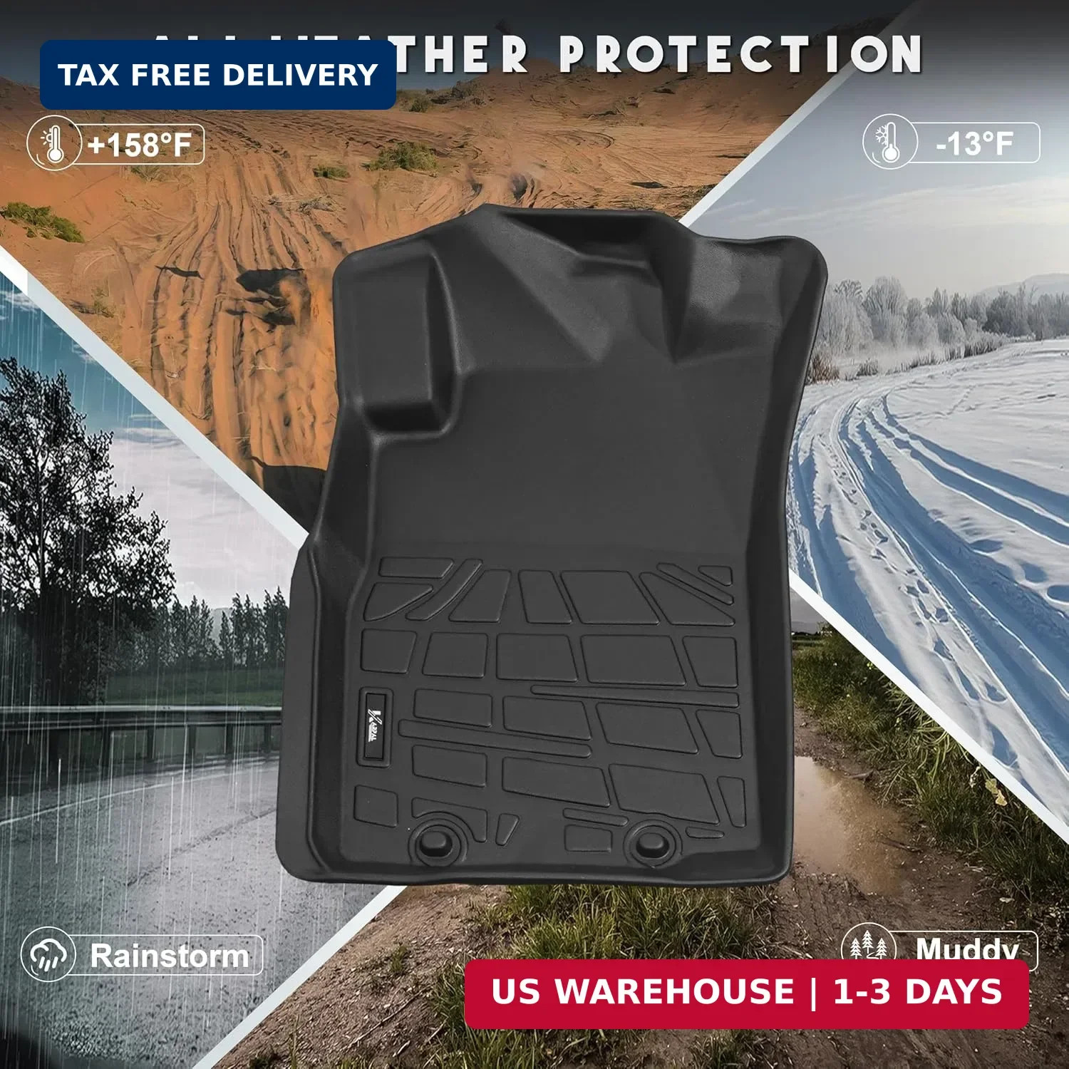 KARPAL Floor Mats Fit for Toyota Tacoma 2005-2015 Double Cab (Footwell