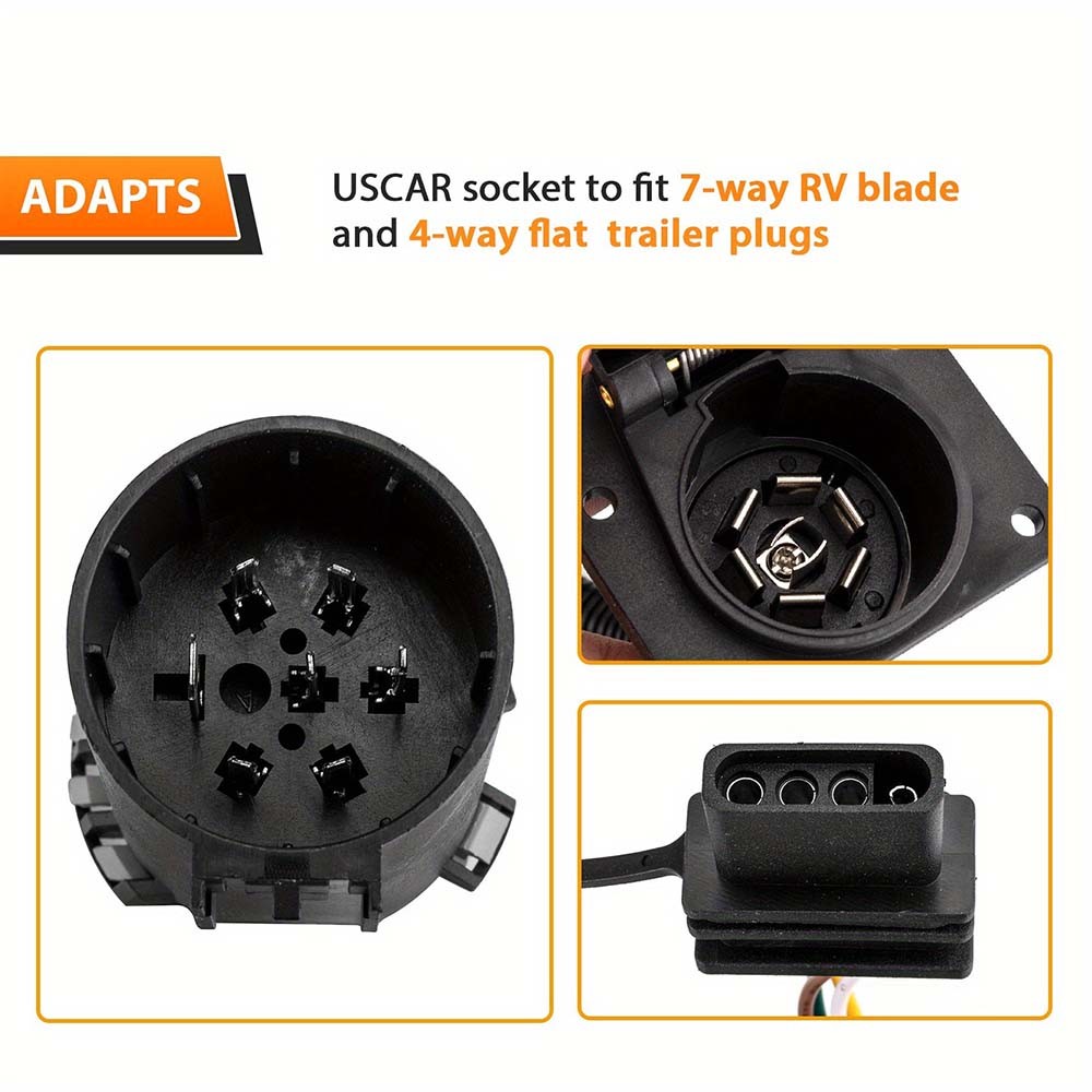 Durable Sturdy Conductive Easy-To-Use Stable 7-Pin to 4-Pin Trailer Plug Adapter