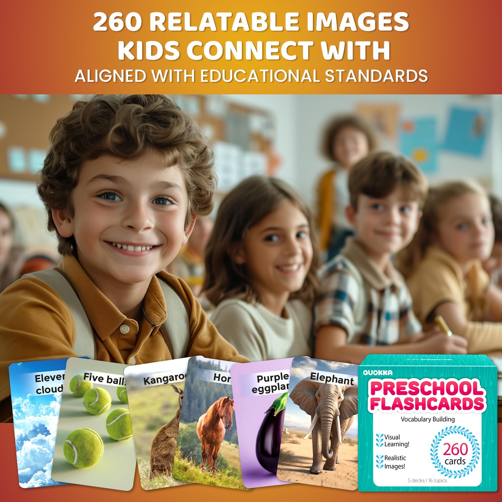 260 Flash Cards for Kids Ages 3-5 with Realistic Images – Pre K Flash Cards A…