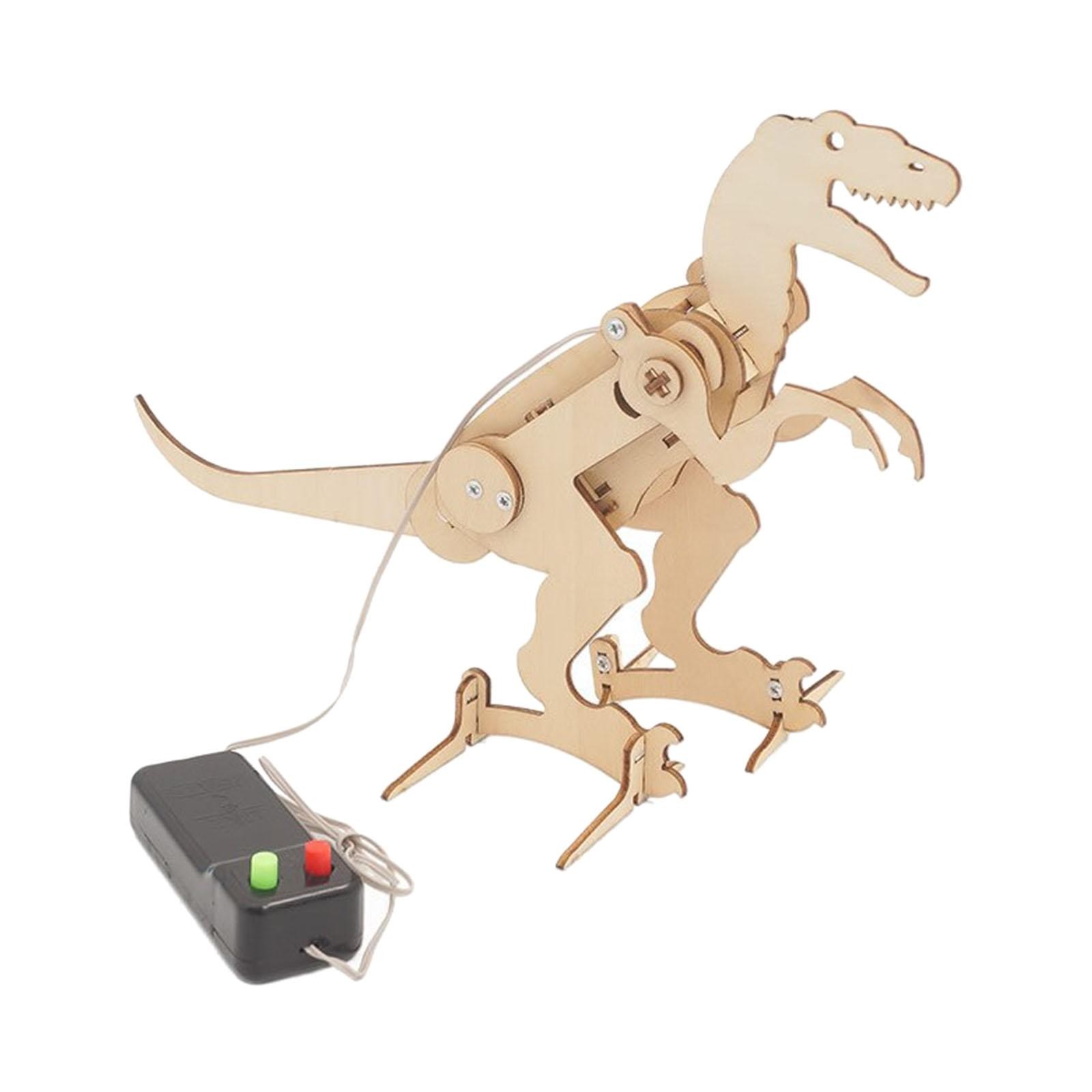 DIY Wooden Remote Control Dinosaur Kit STEM Walking T-Rex Robot Toy Educational