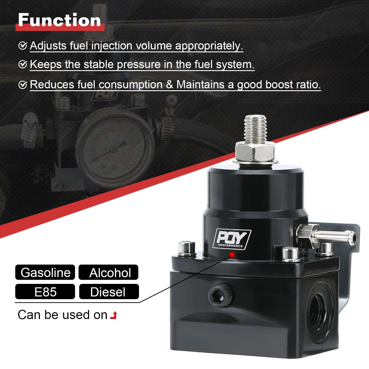 Adjustable Fuel Pressure Regulator Kit 3-70PSI 6AN Return Port 6AN Feed Port