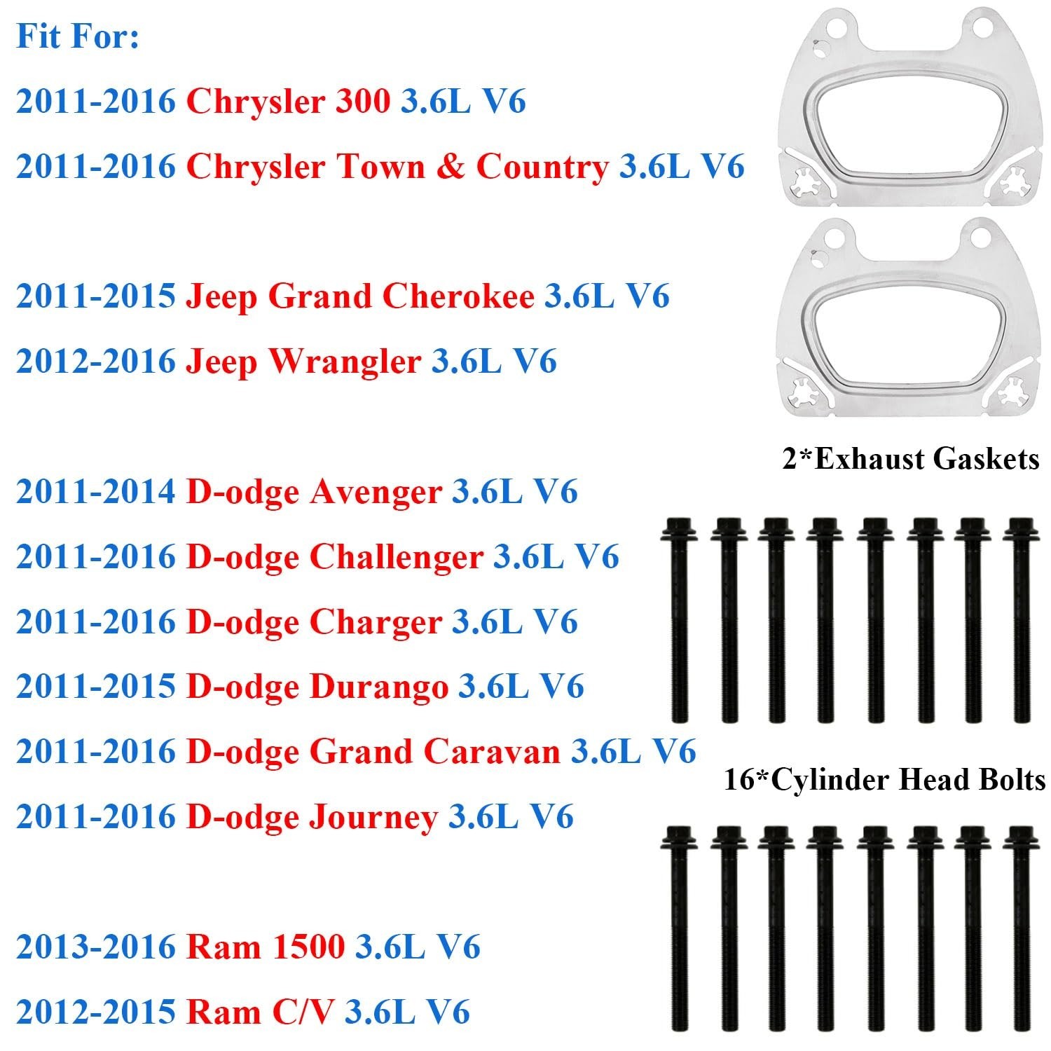 ES72467 Head Gasket Set with Head Bolts Replacement for 2011-2016 Chrysler 20…