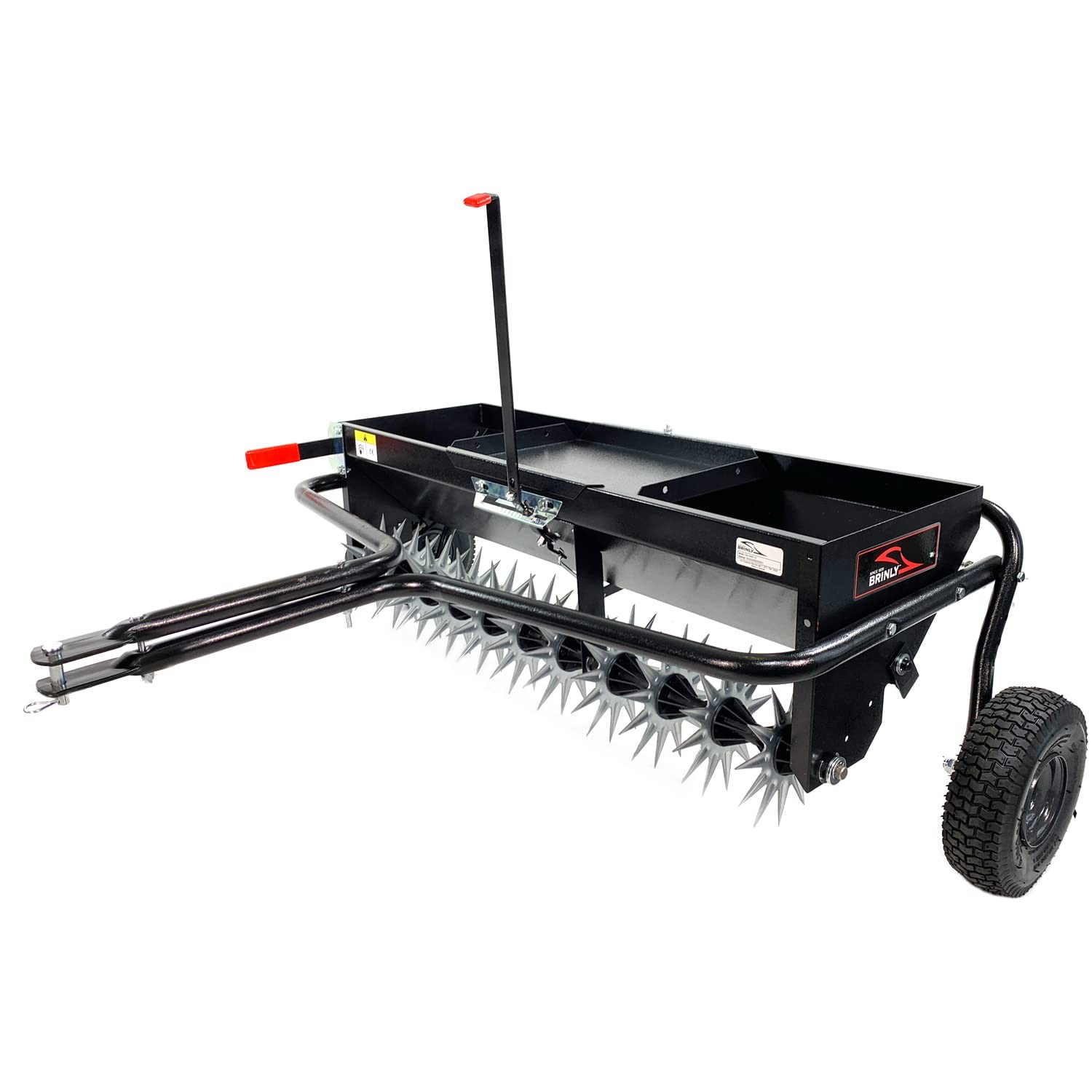 Tow Behind Spreader Aerator 40in Brinly Flat Black