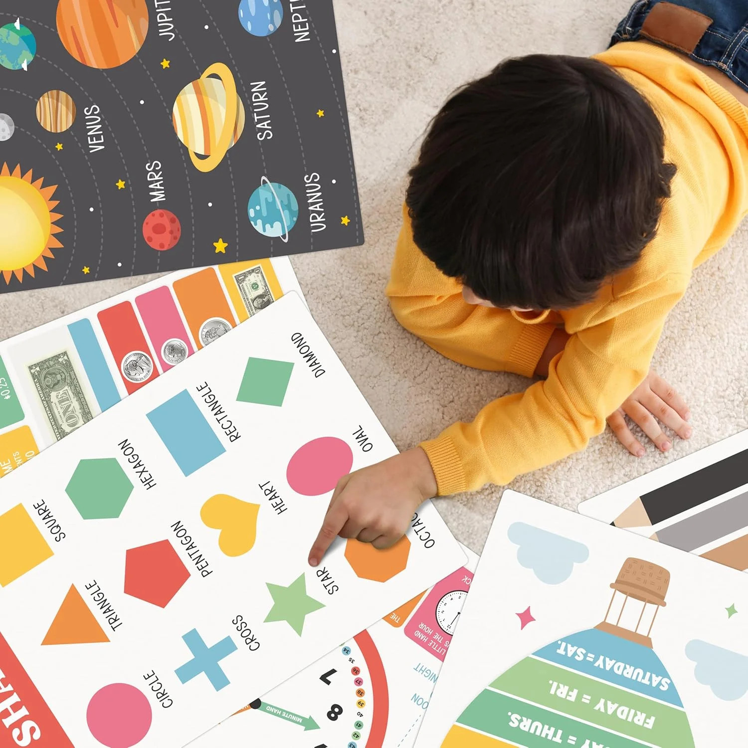 Fun Educational Posters for Toddlers – Set of 16 Easy to Read Learning Posters f