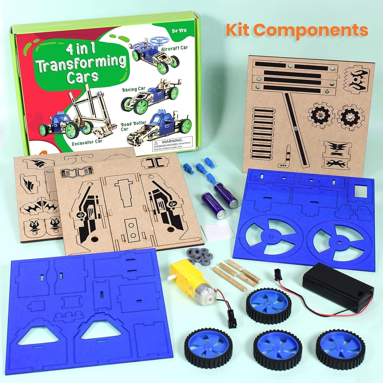 Butterfly Edufields STEM Building Car Kit For Kids – DIY 3D Wooden Puzzle