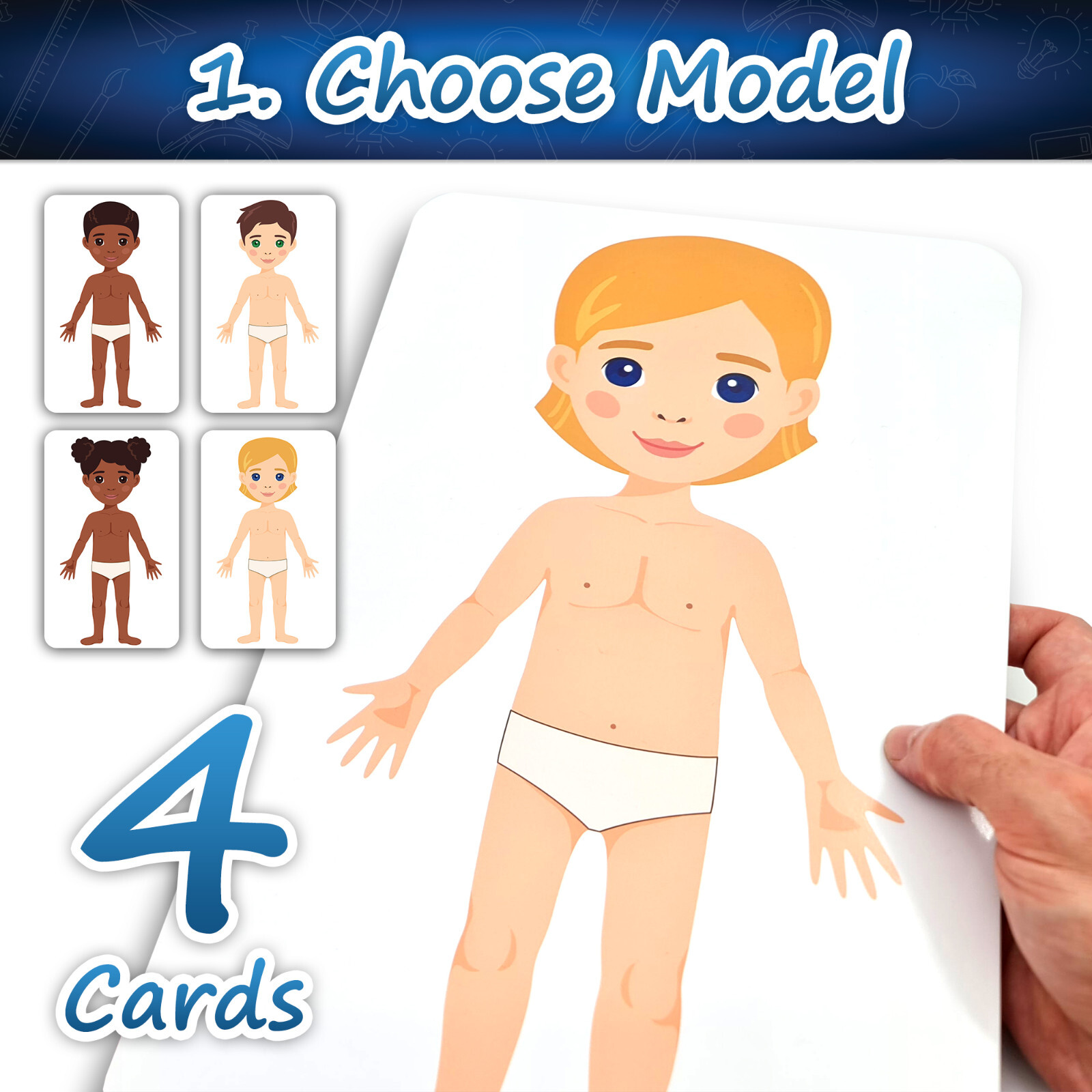 Large & Durable Reusable Sticker Book + 4 Large Dress Up Dolls (2 Boys/2 Girls)