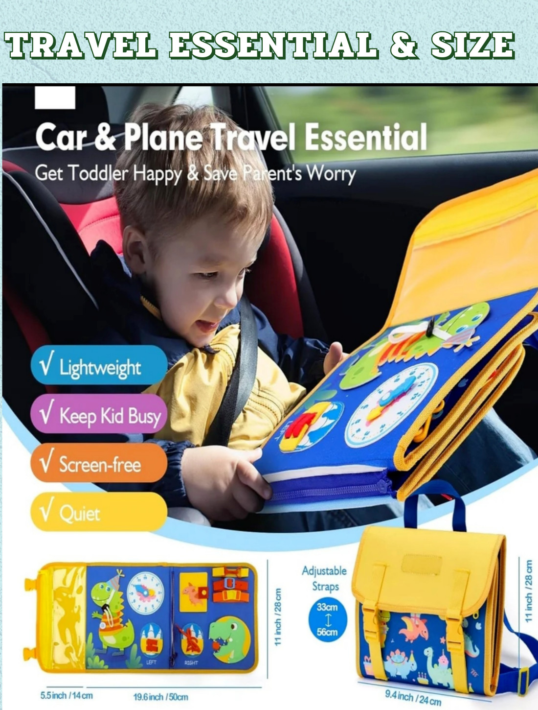 Busy Board Backpack Intelligence Learning Toy Travel Essential Montessori