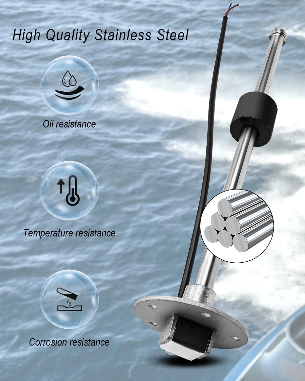 Fuel Sending Unit 0-90 ohm 12″ Boat Fuel Sender 300mm Stainless Steel Water Gas