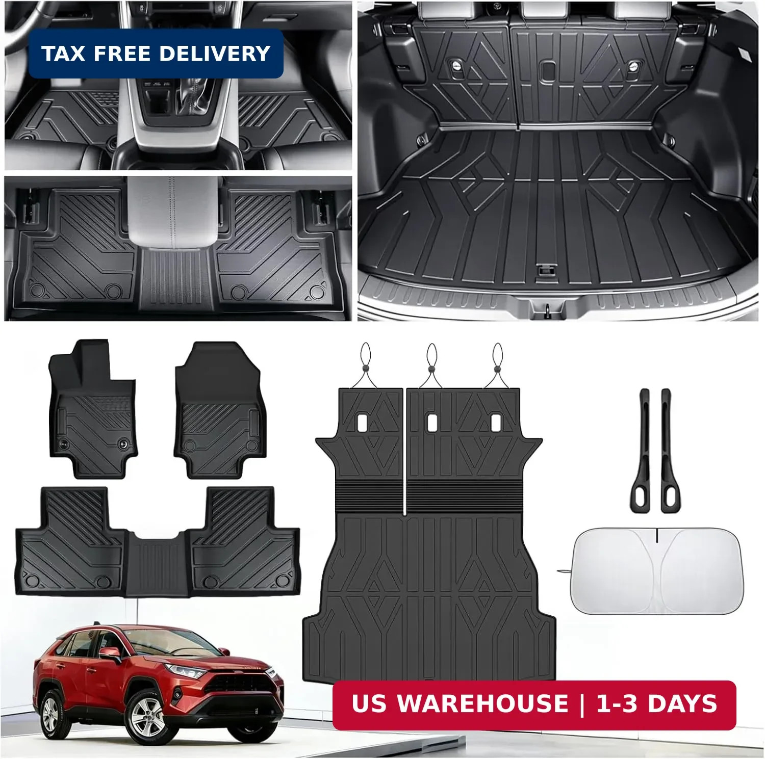 Floor Mats for Toyota RAV4 2019-2023 2024 2025 (Not for Hybrid), All Weather Pro